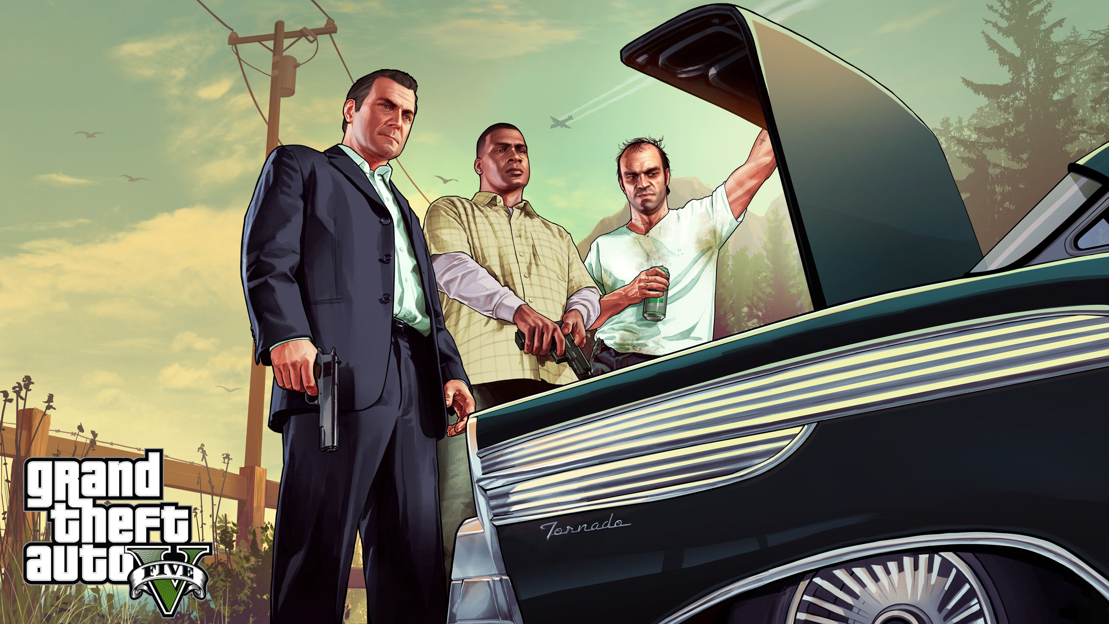 GTA 5 personaggi auto bagagliaio, 3840x2160 4K, Monitor 4K