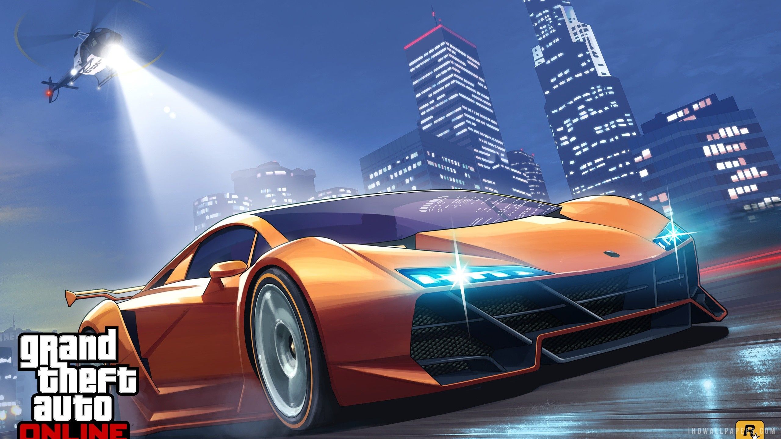 GTA 5 auto sportiva arancione, 2560x1440 2K, Desktop