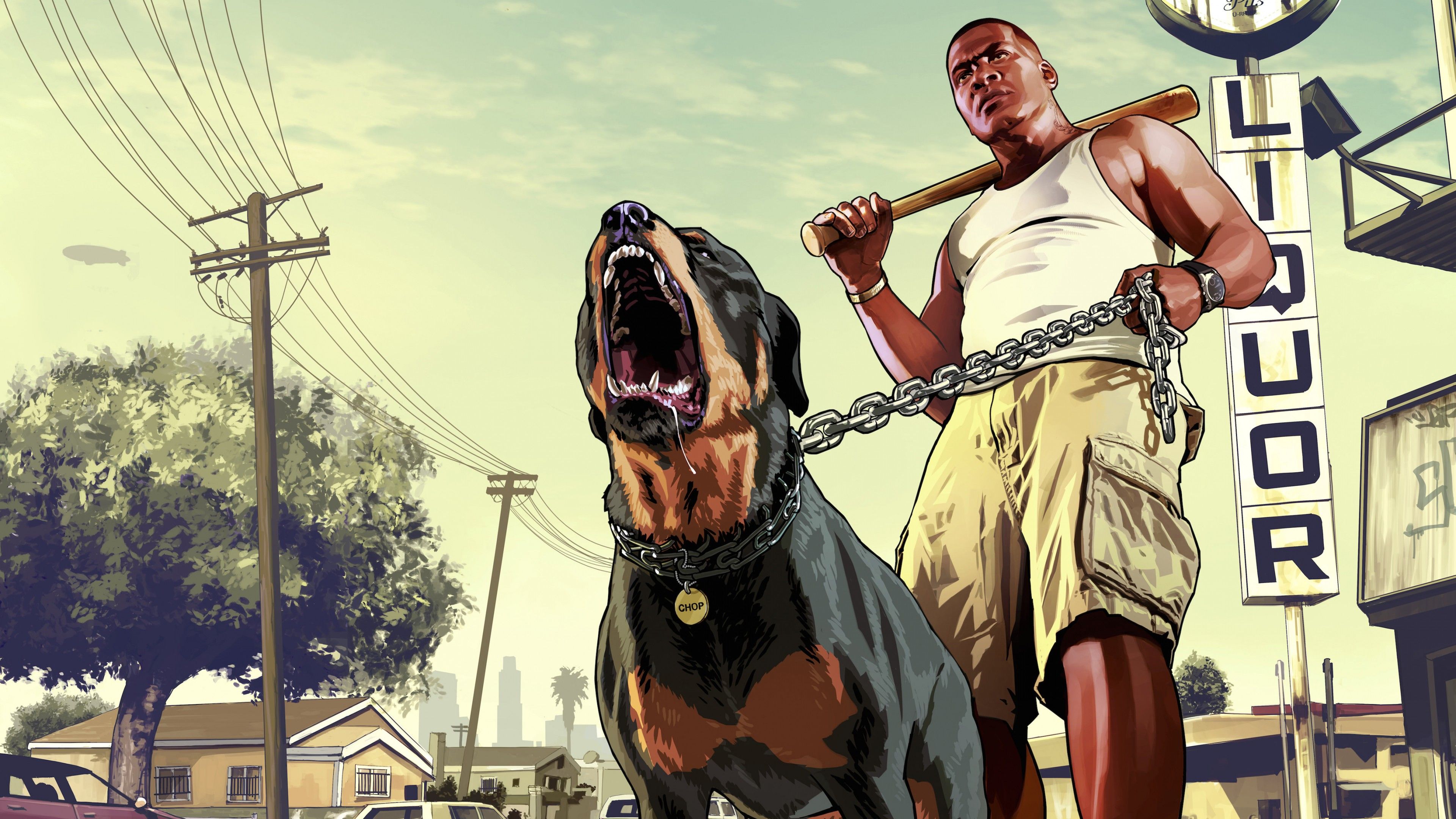 Franklin Clinton con cane GTA 5, 3840x2160 4K Ultra HD, Monitor 4K