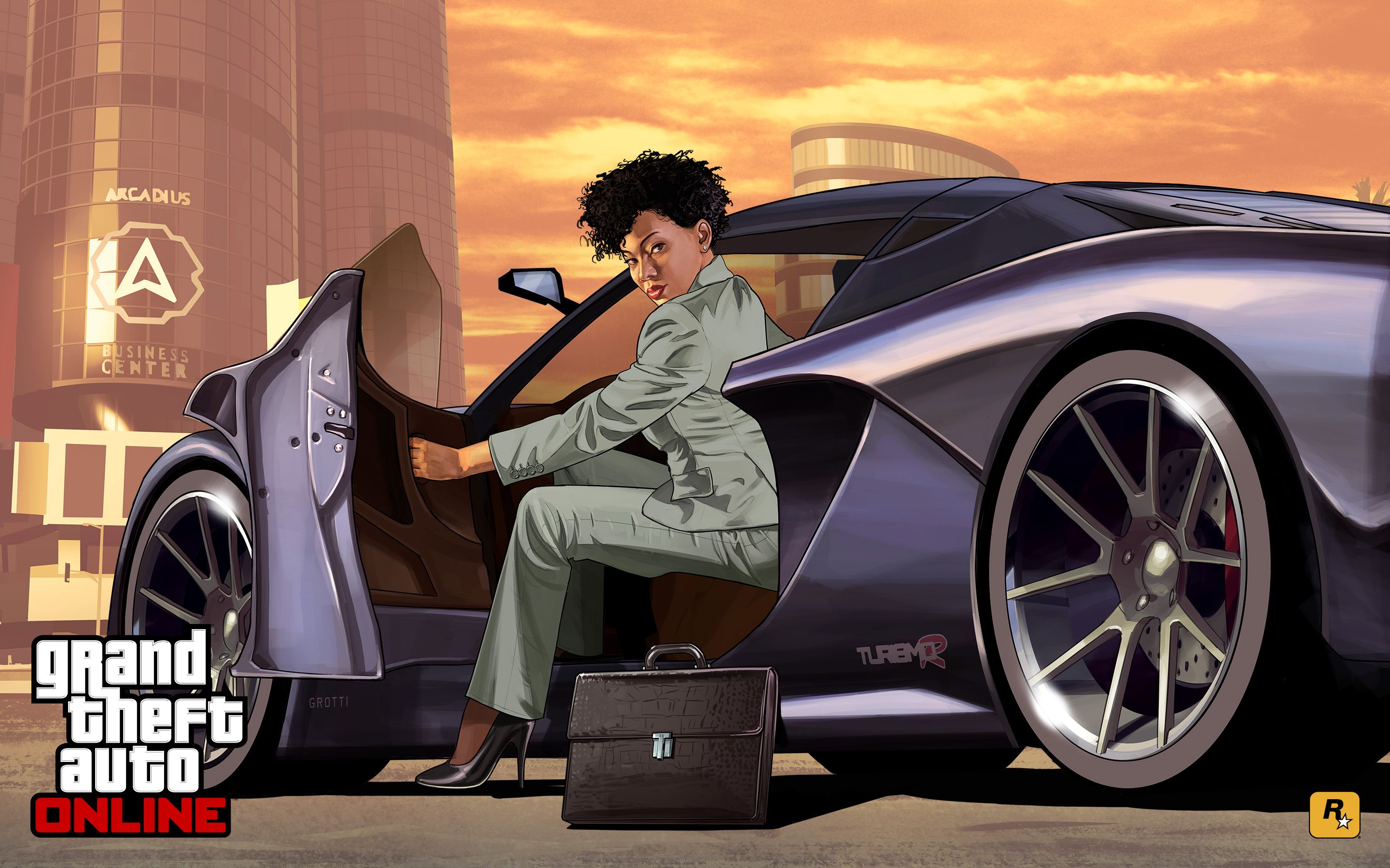 GTA Online personaggio con auto sportiva, 2880x1800 2K+, Desktop
