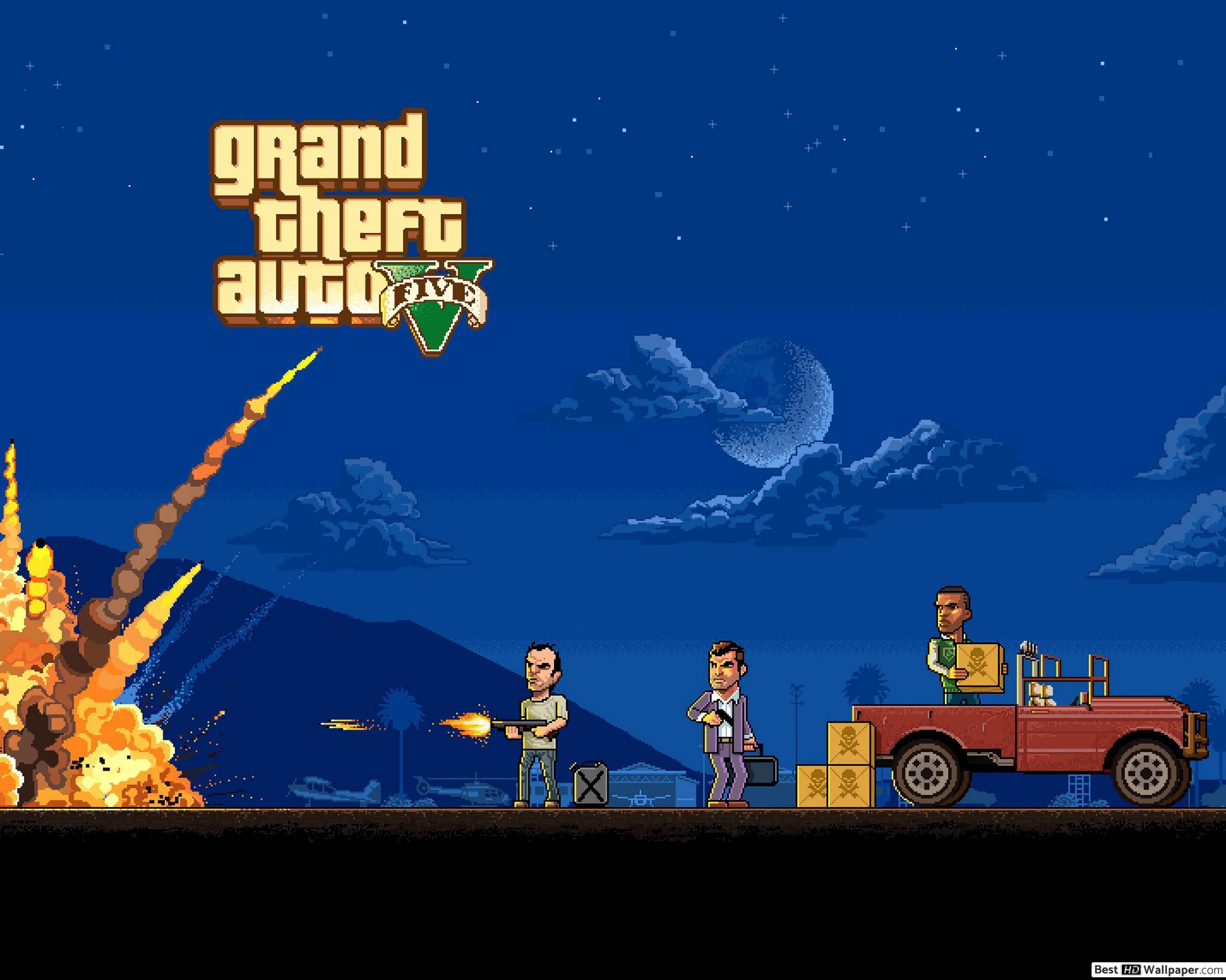 GTA 5 pixel art esplosione, 2560x2048 WQXGA, Desktop