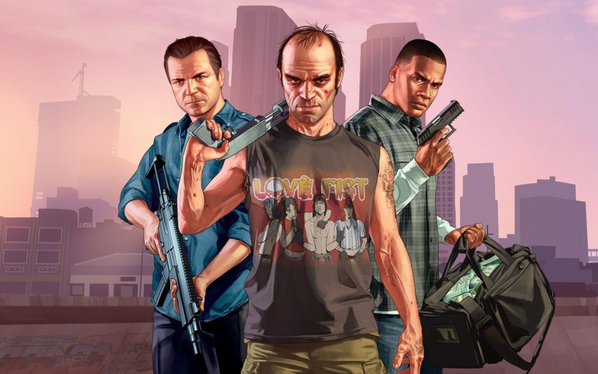 Personaggi GTA 5 armati, 1920x1200 WUXGA, Desktop