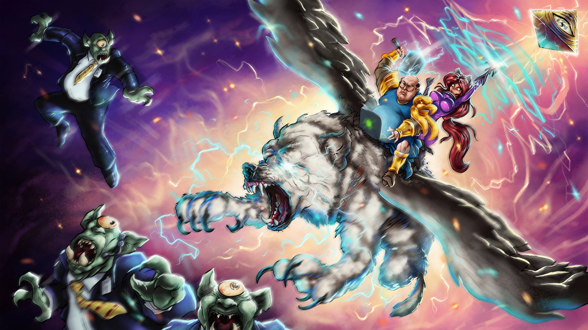 Personaggi cartoon su orso fantasy, 1920x1080 Full HD, PC Desktop