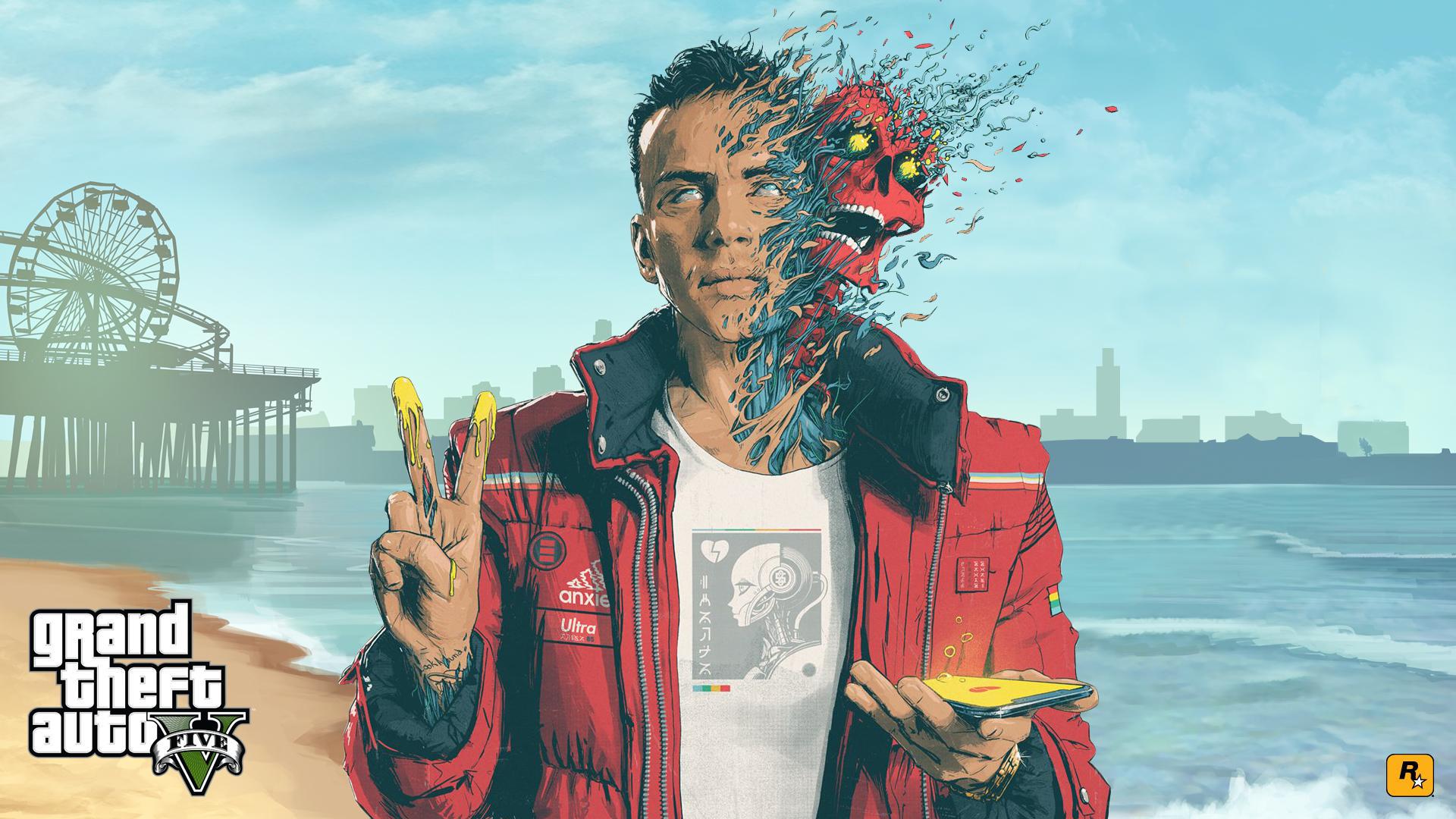 Personaggio GTA V arte digitale, 1920x1080 Full HD, Laptop