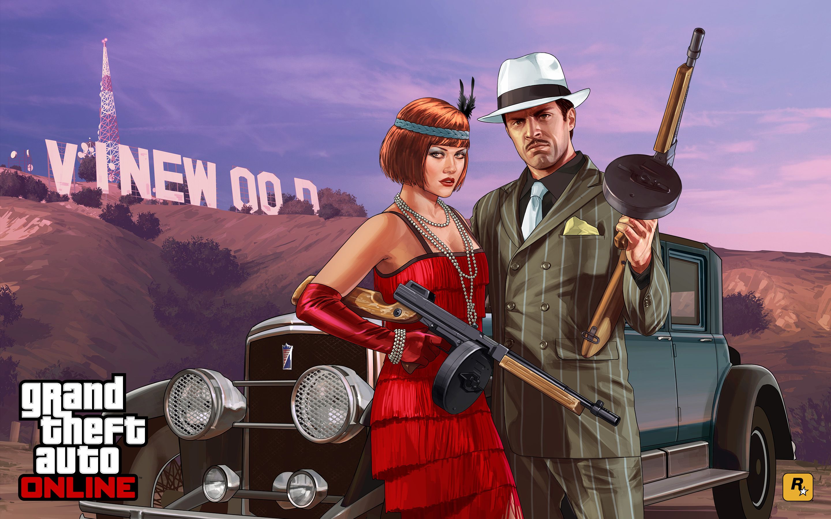Grand Theft Auto Online personaggi retro, open world, 2880x1800 2K+, Desktop