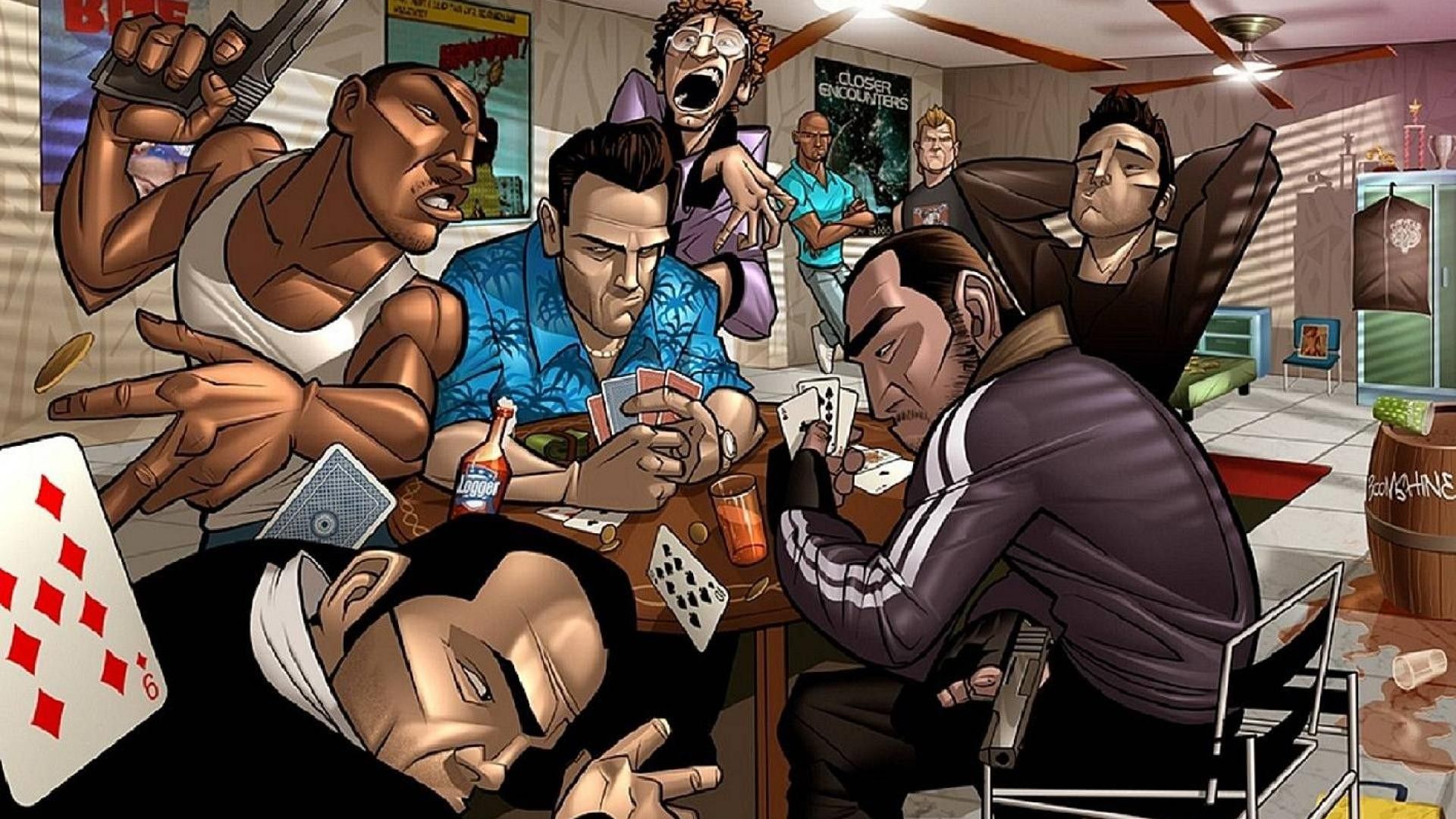 GTA 5 personaggi artistici poker, 1920x1080 Full HD, Desktop