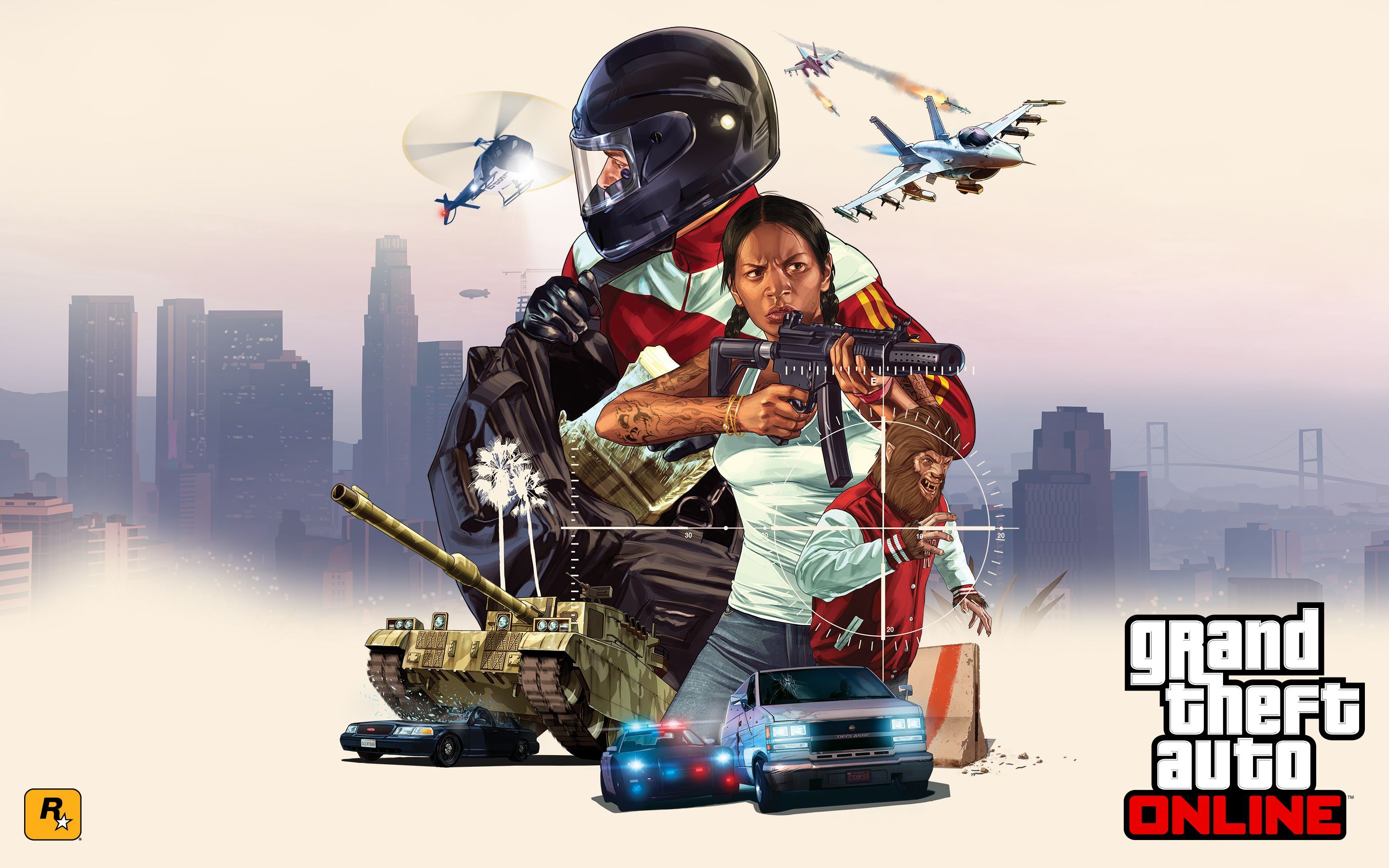 GTA Online personaggi armati, 2880x1800 2K, Desktop