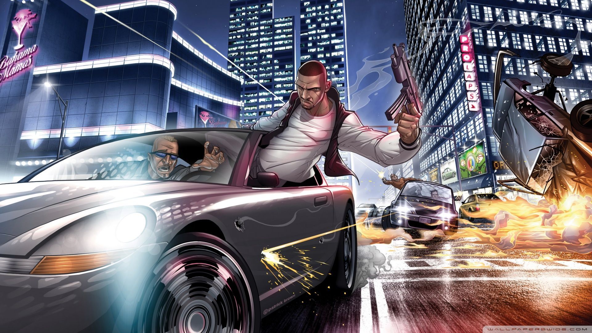 Personaggio GTA con pistola auto, 1920x1080 1080p, Desktop