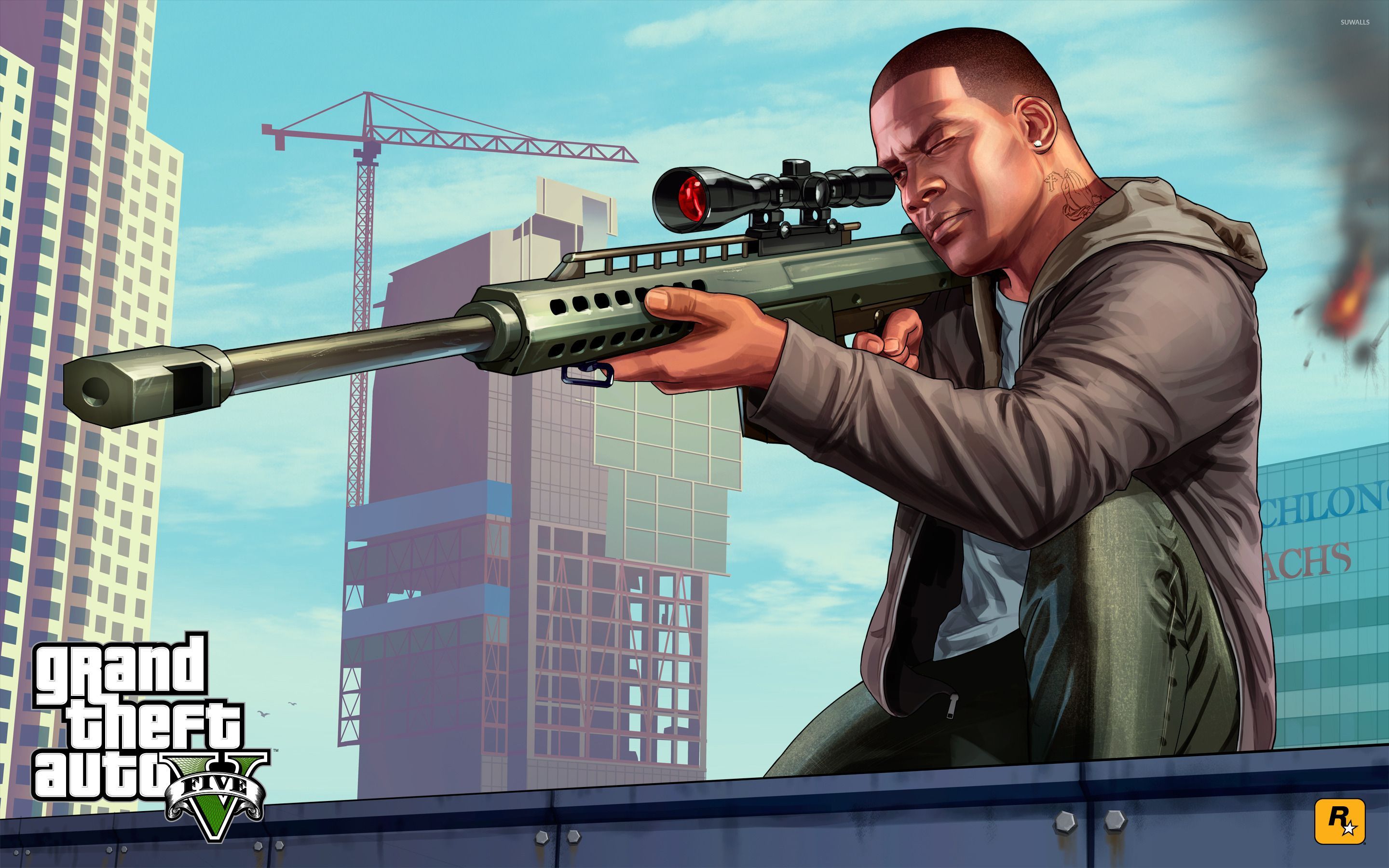 Franklin con fucile, GTA 5, 2880x1800 2K+, PC