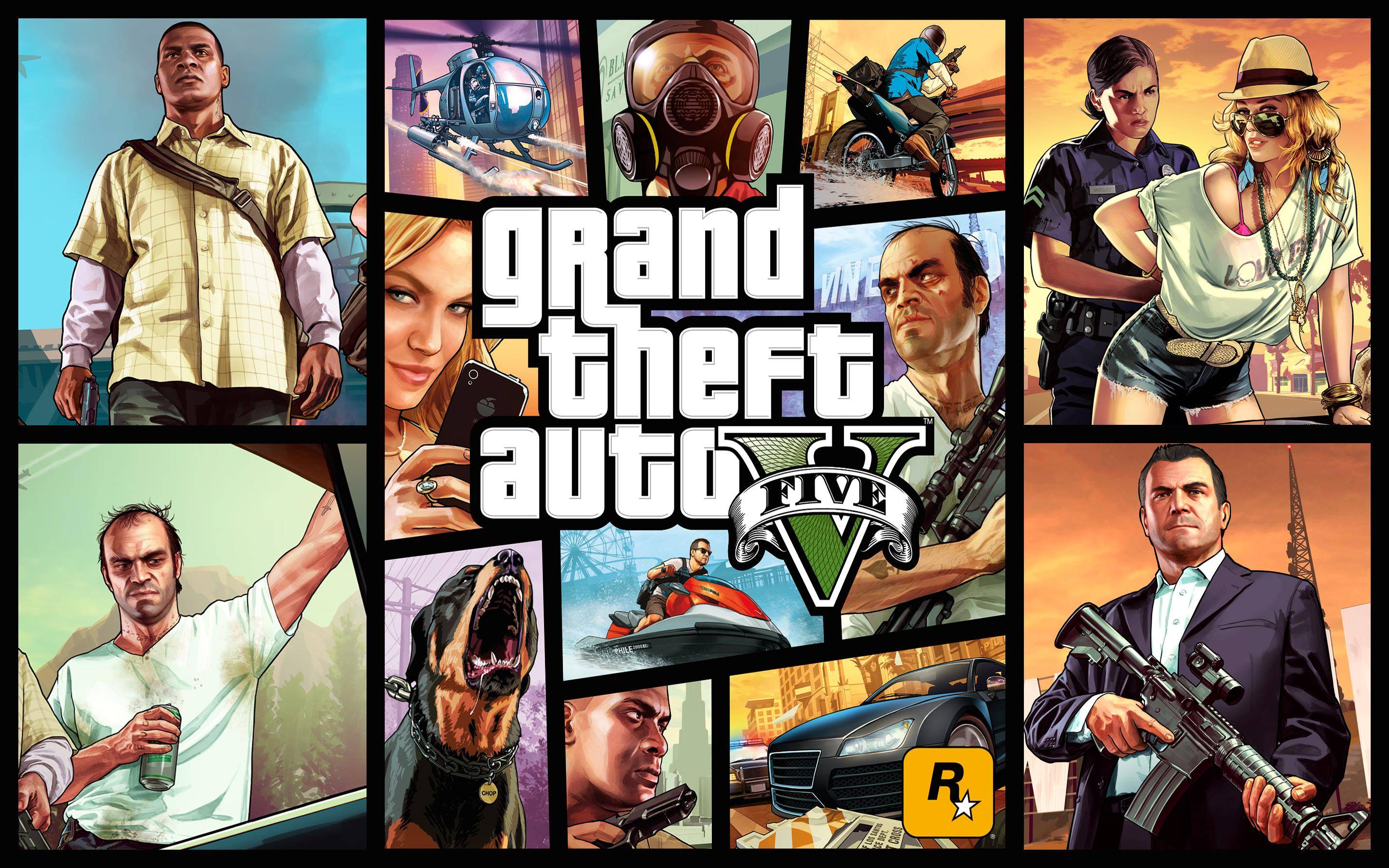 GTA 5 personaggi collage, 2880x1800 2K, PC Desktop