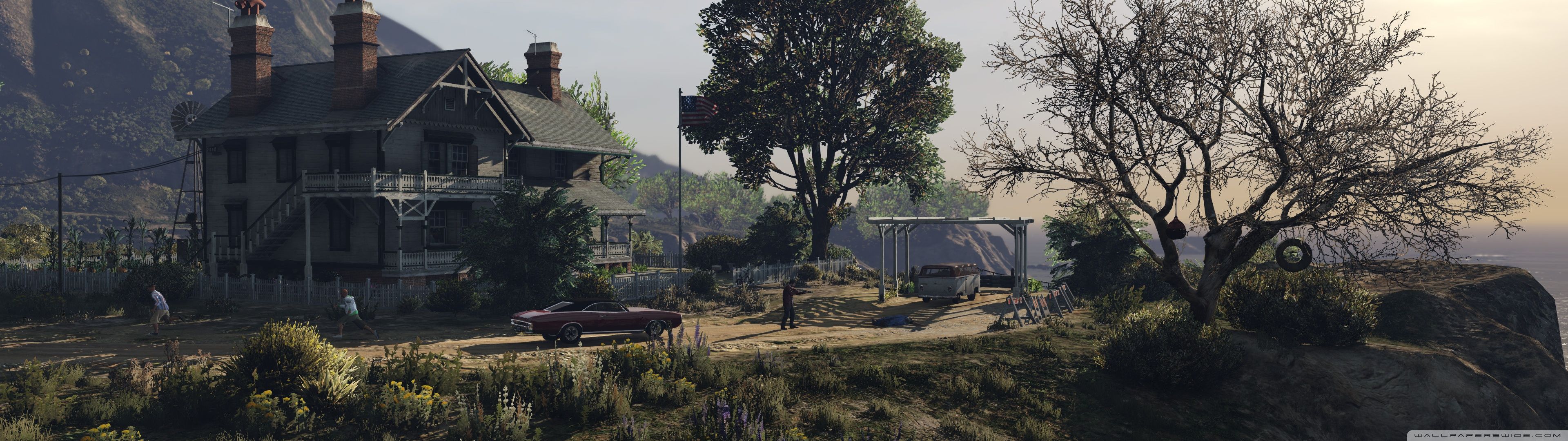 Casa rurale GTA 5 paesaggio, 3840x1080 21:9, PC Desktop