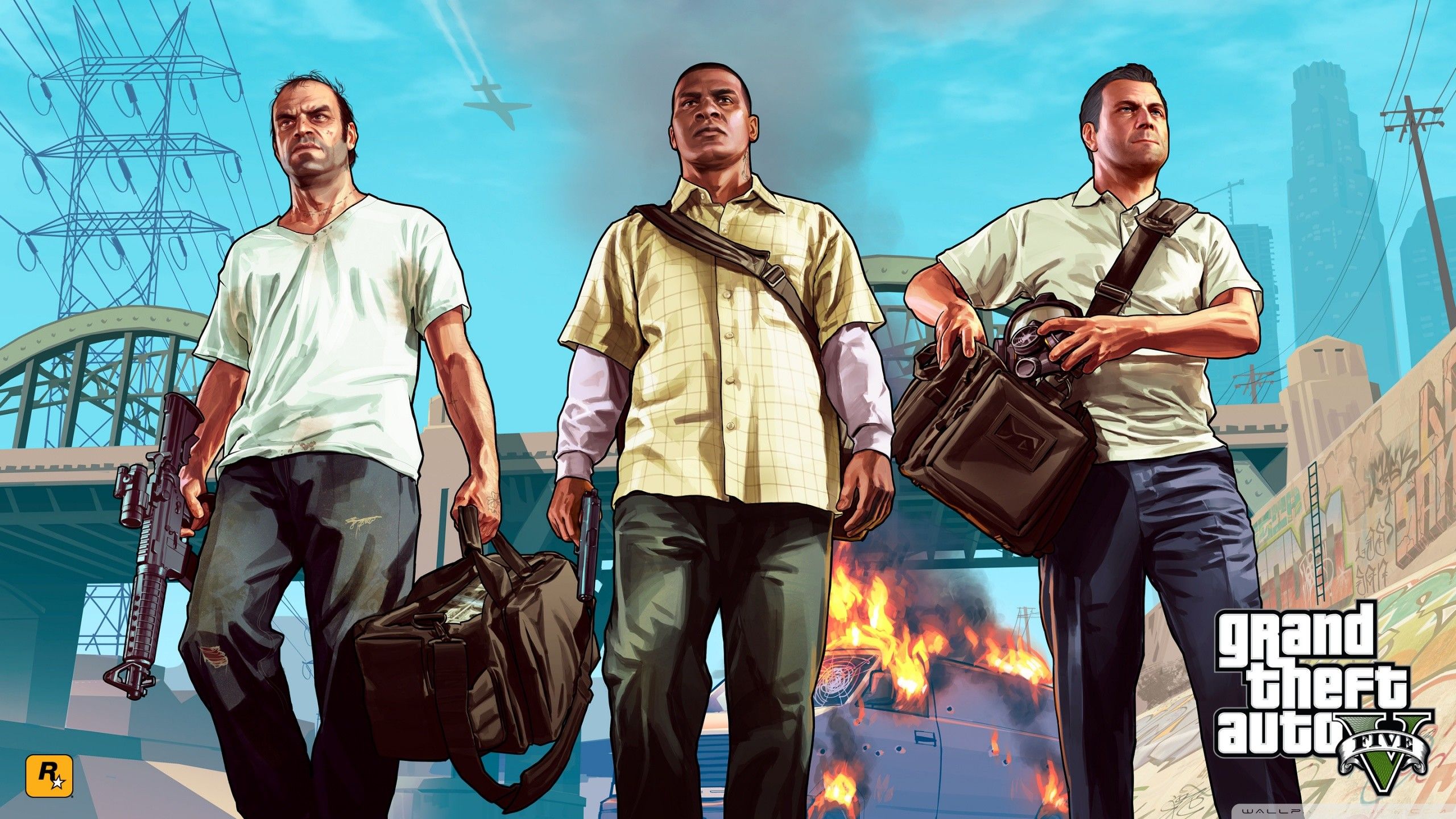 GTA 5 personaggi con armi, 2560x1440 QHD, PC