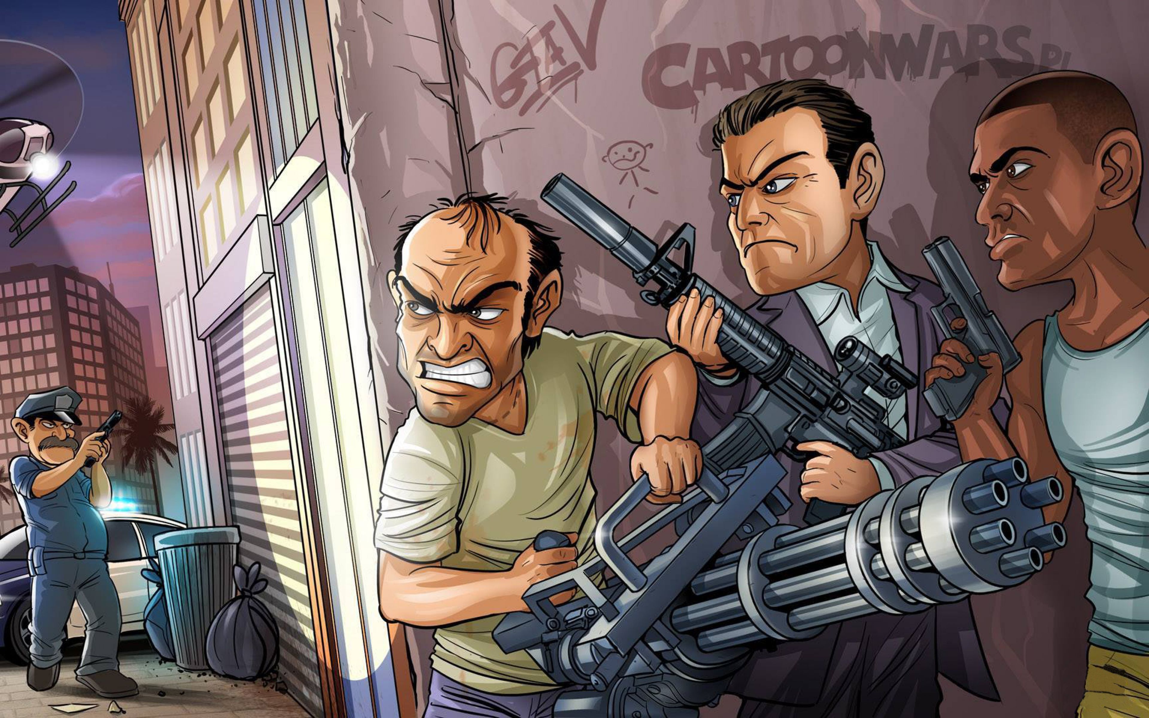 GTA 5 personaggi armati, 3840x2400 4K, PC Desktop