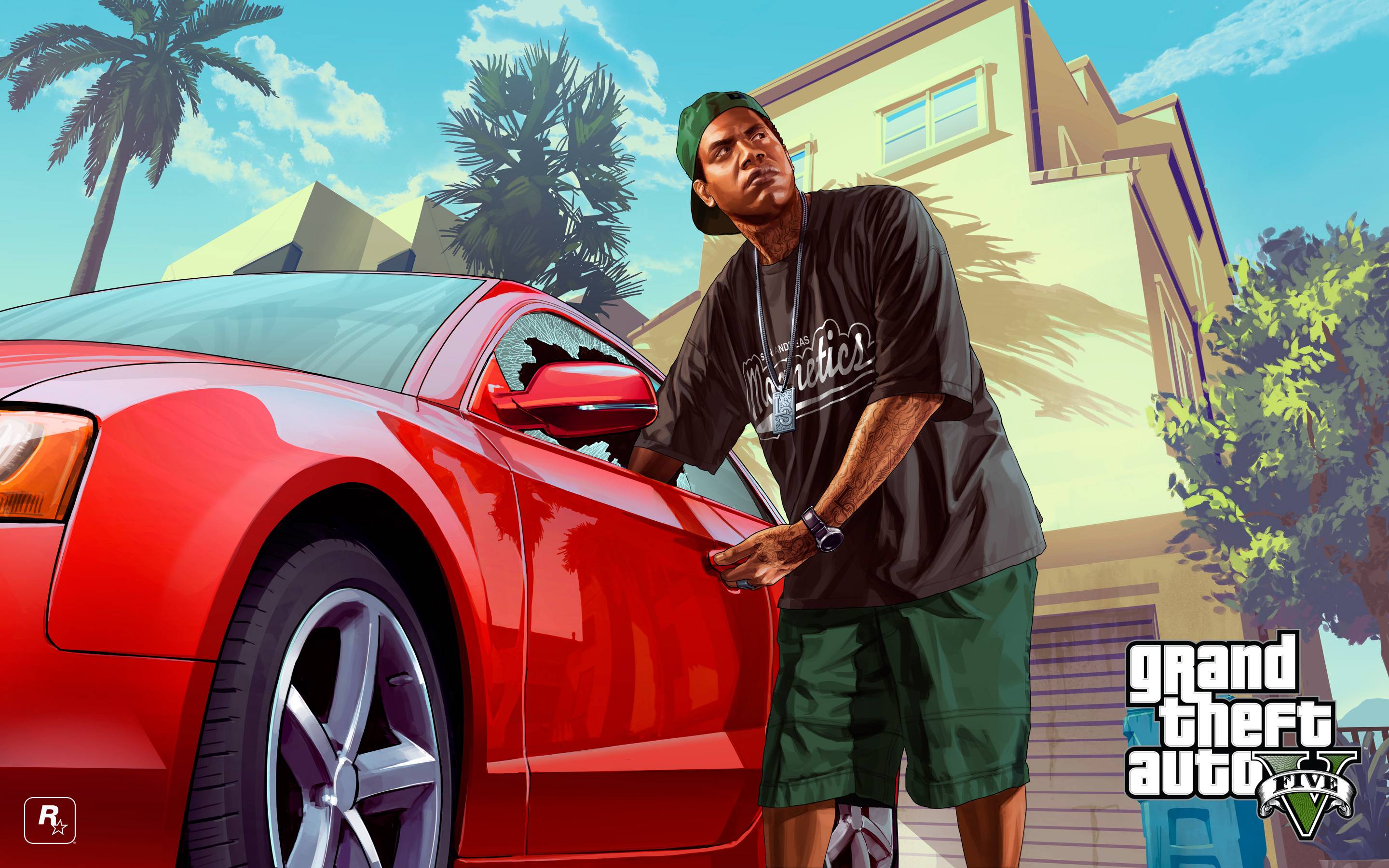 GTA 5 personaggio auto rossa, 2880x1800 2K+, Desktop