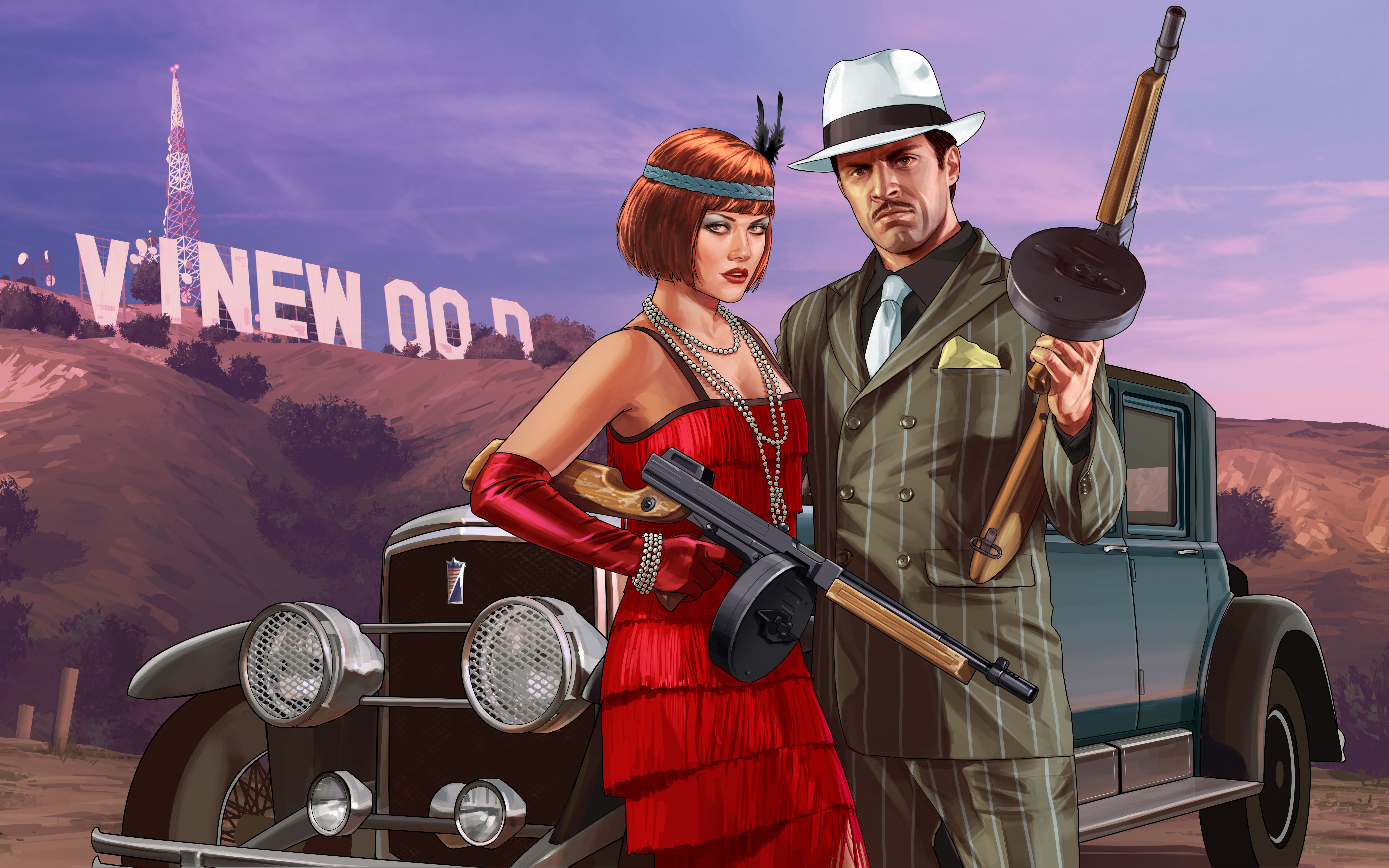 GTA 5 personaggi anni '20, 8640x5400 UHD, Monitor Gaming
