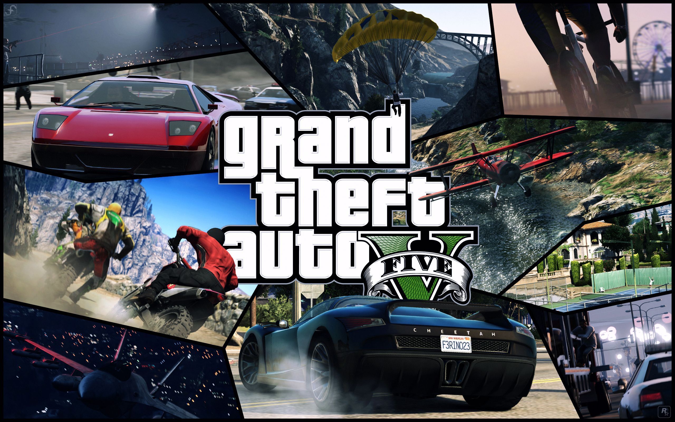 GTA 5 collage personaggi auto, 2560x1600 WQXGA, Monitor Gaming