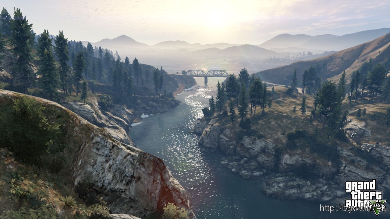 GTA 5 paesaggio montano fiume, 1280x720 720p, Monitor Gaming