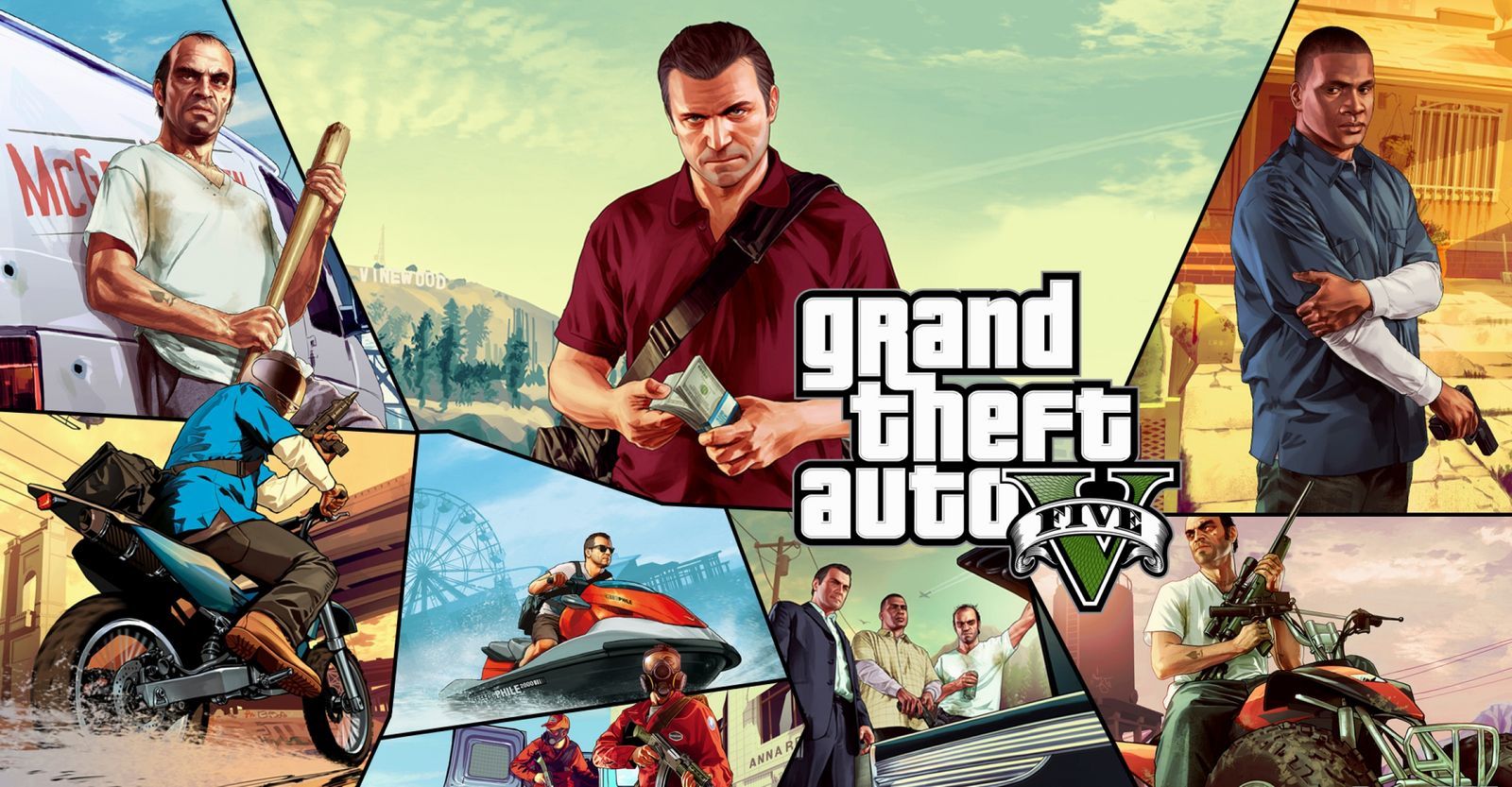 Grand Theft Auto V personaggi, open world, 1600x833 HD, Monitor Gaming