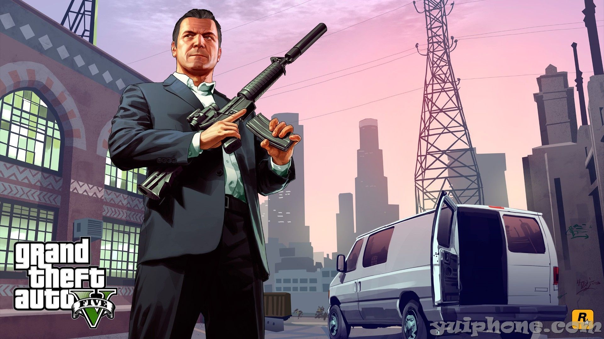 GTA 5 personaggio con fucile, 1920x1080 Full HD, Desktop
