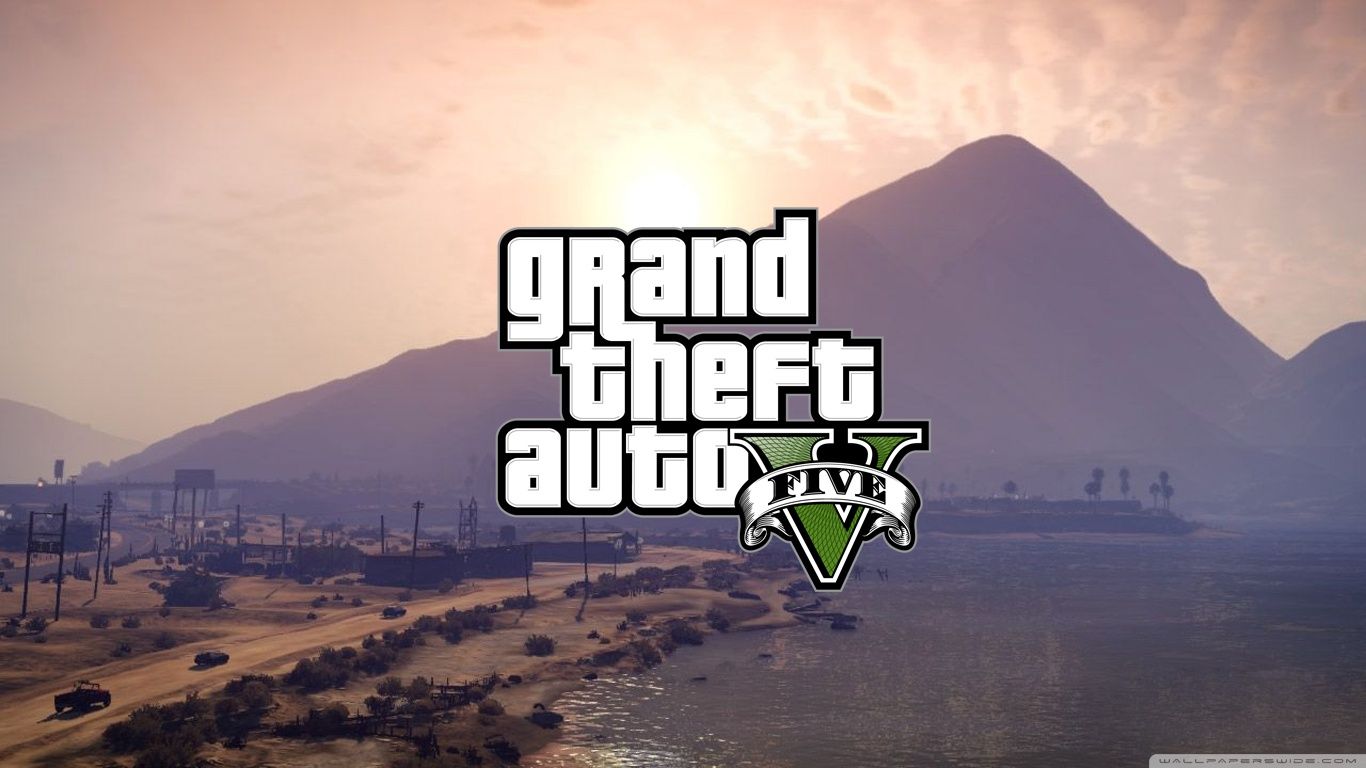 Logo GTA 5 paesaggio, 1366x768 720p, Monitor Gaming