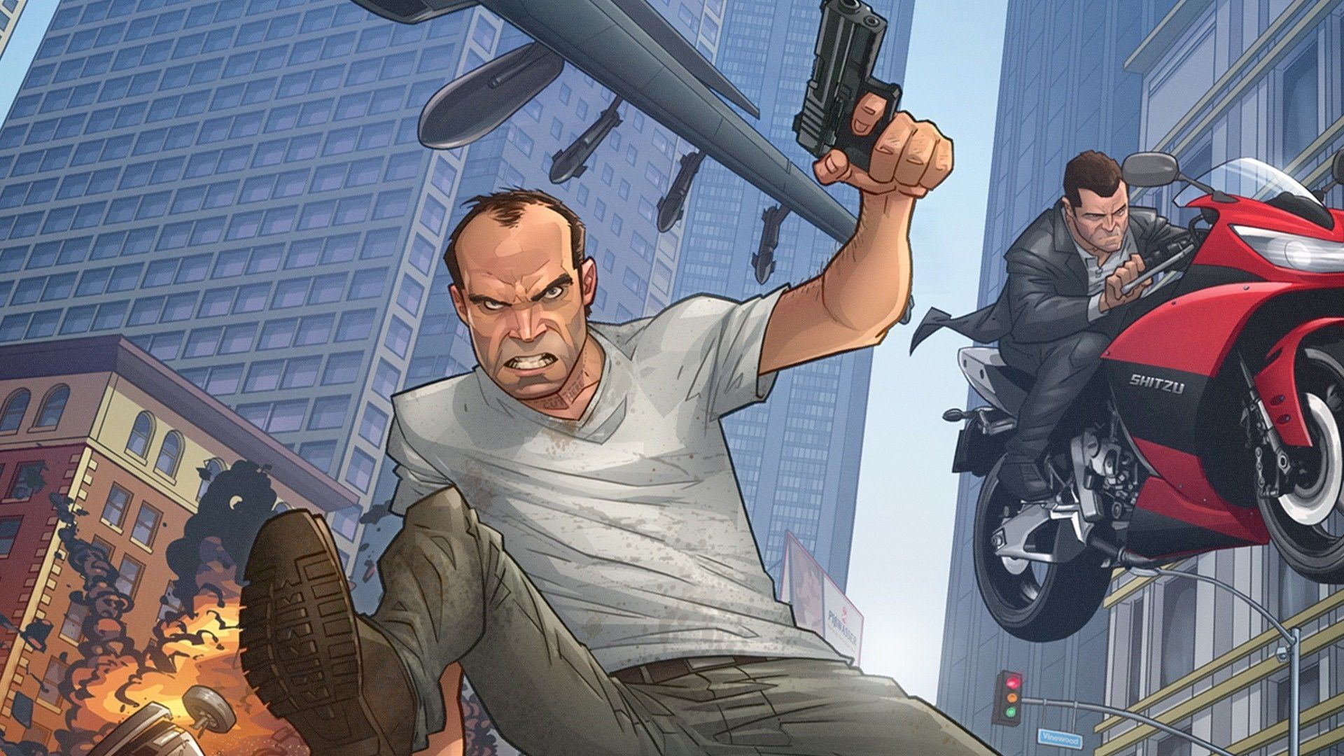 GTA 5 personaggi principali armi, 1920x1080 Full HD, PC Desktop