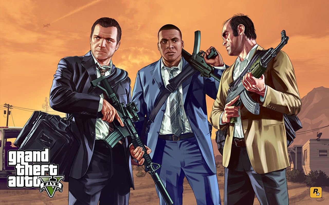 GTA 5 Michael Franklin Trevor, Rockstar Games, 1280x800 720p, PC