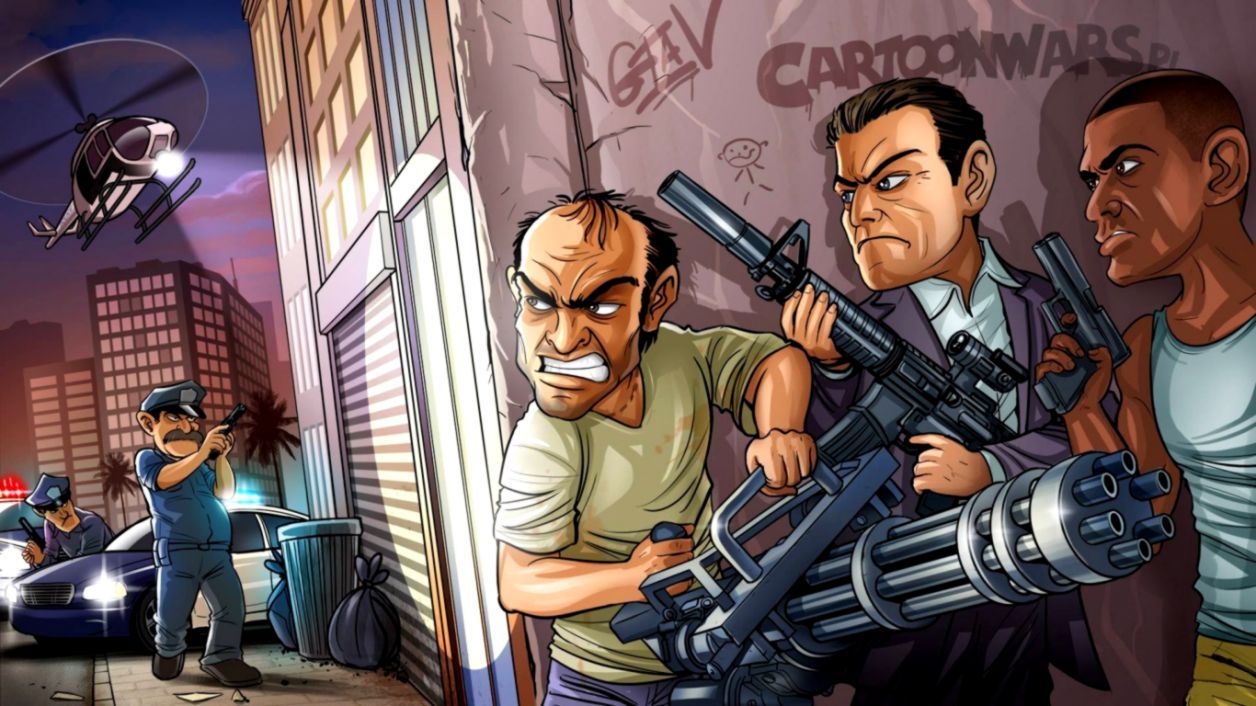 GTA 5 personaggi con armi, 1256x706 HD, PC