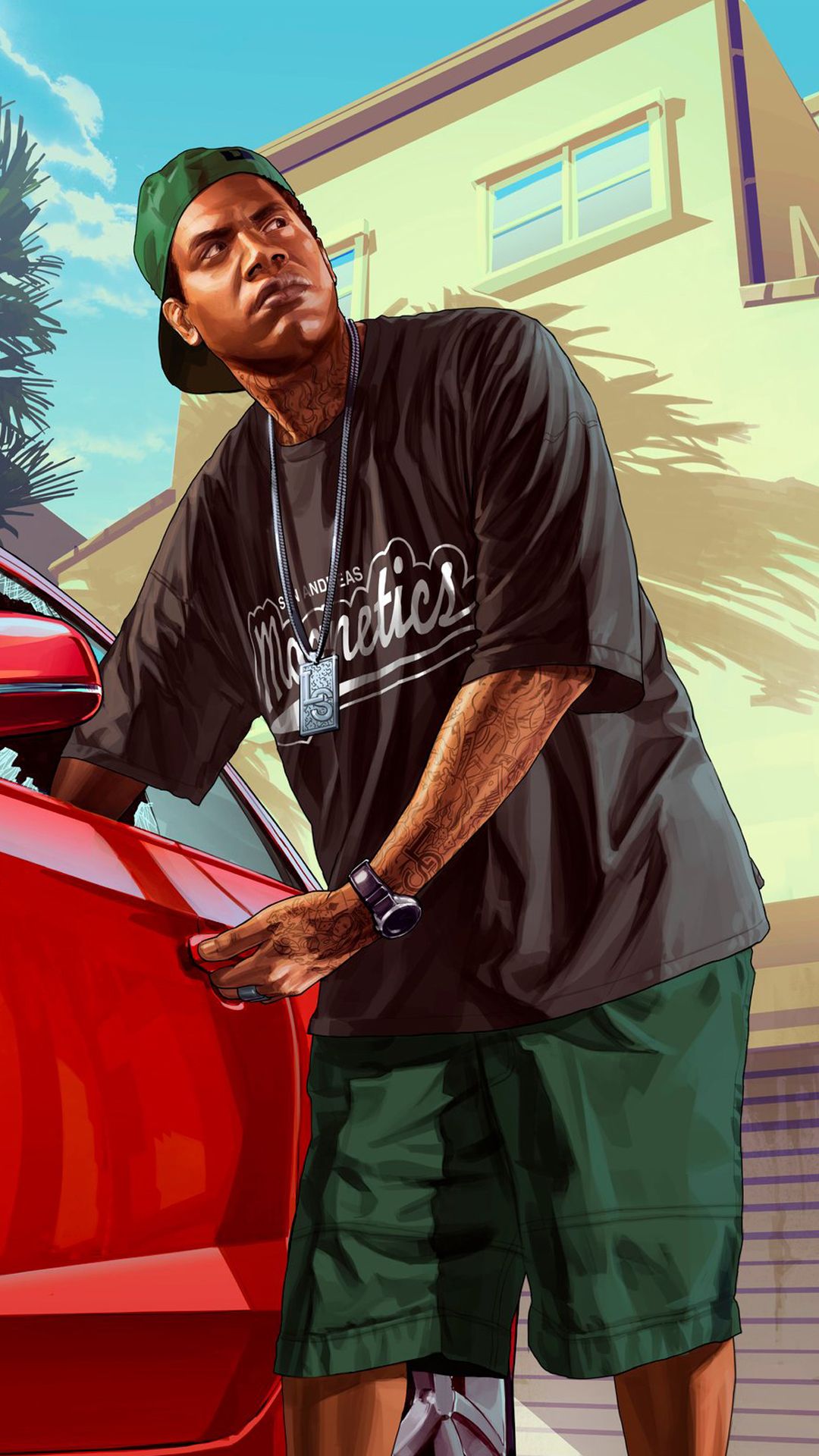 Personaggio GTA 5 auto rossa, 1080x1920 Verticale, Mobile