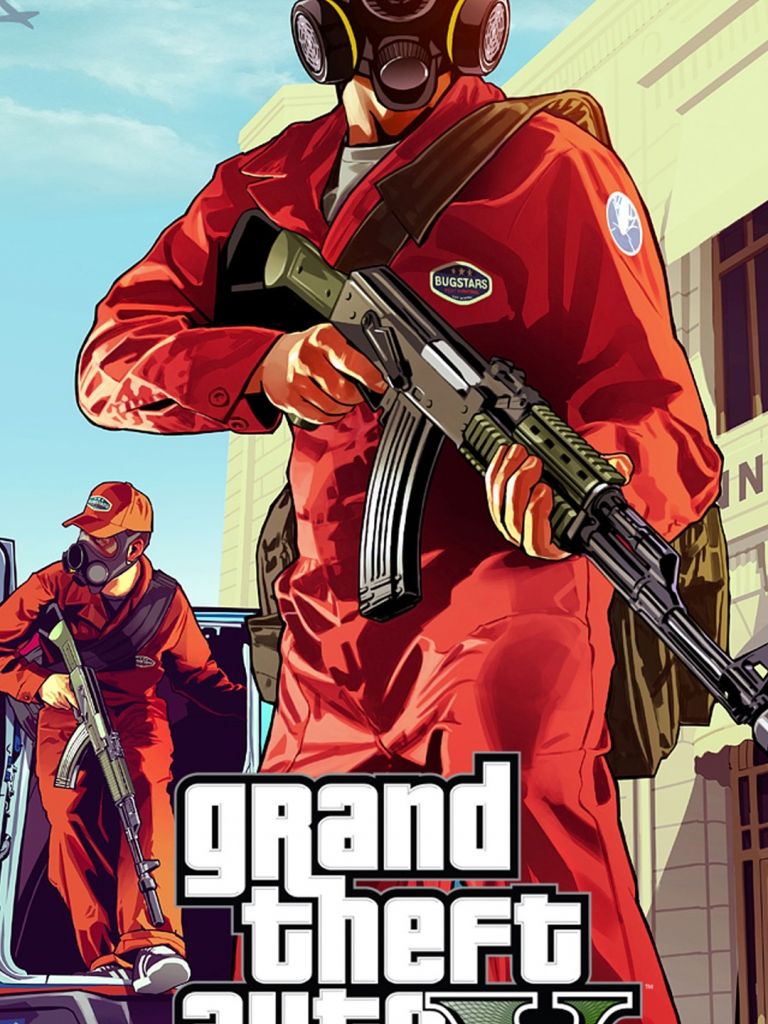 GTA 5 personaggi armati rosso, 768x1024 Verticale, Telefono