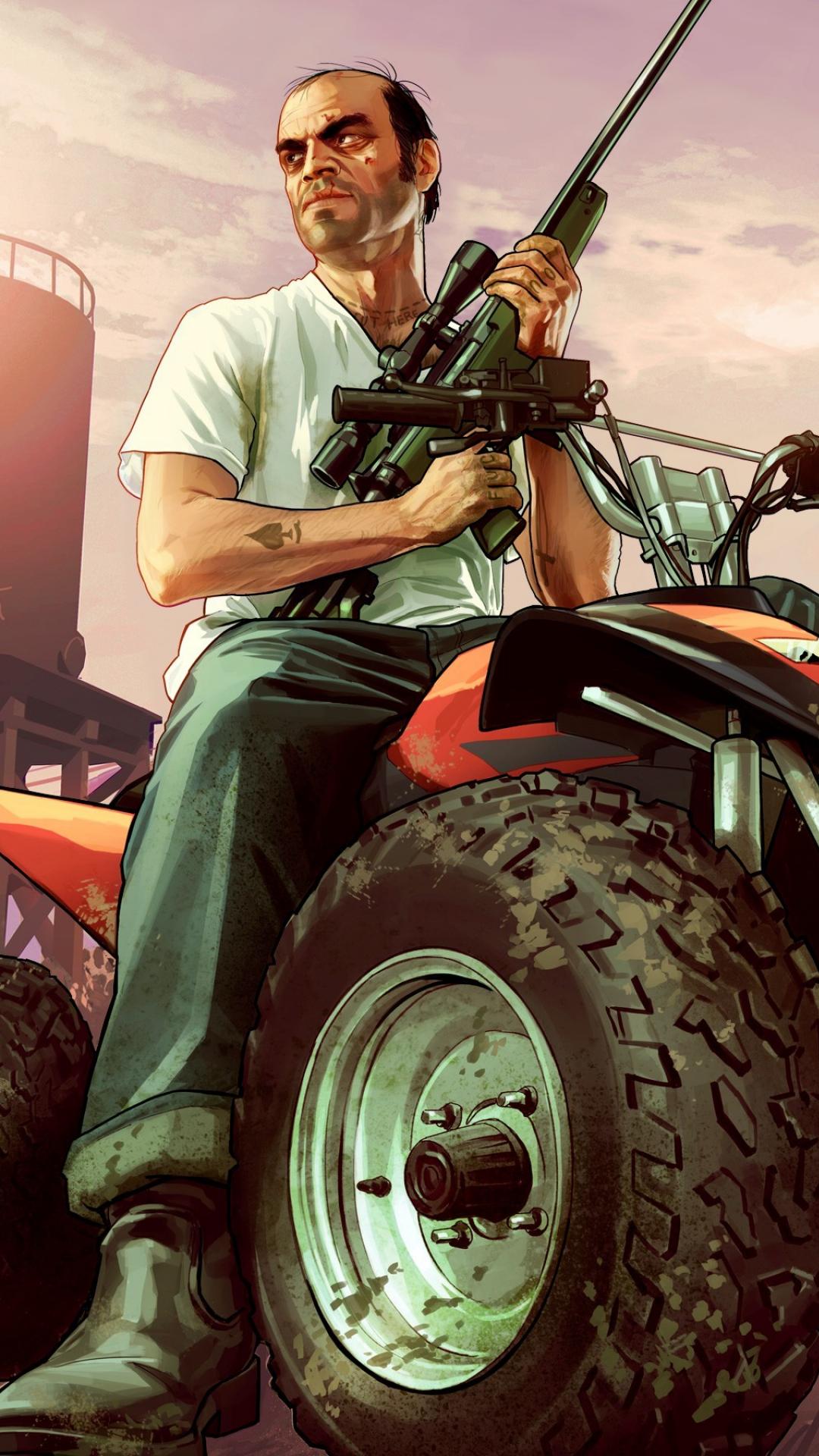 GTA 5 Trevor con fucile, 1080x1920 Verticale, Telefono