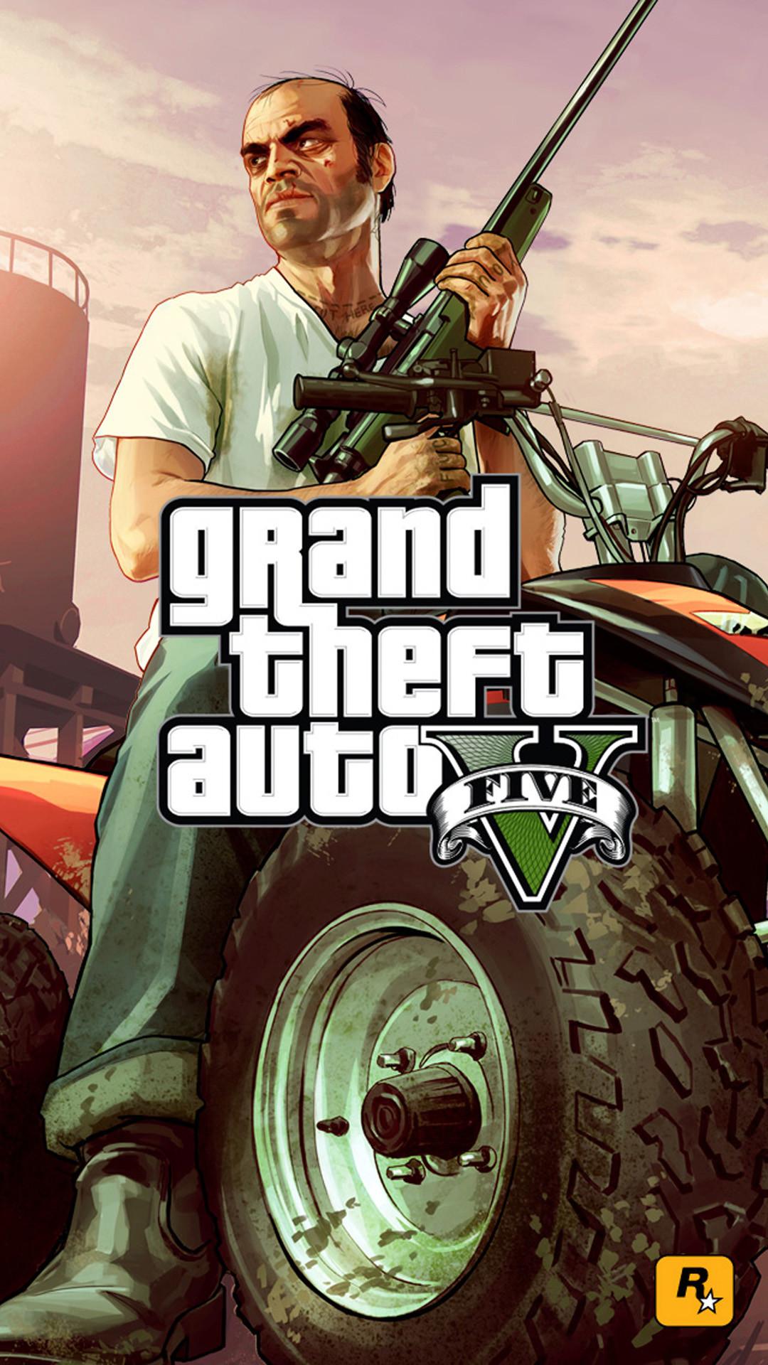 Grand Theft Auto V personaggio arma, open world, 1080x1920 Full HD Verticale, iPhone