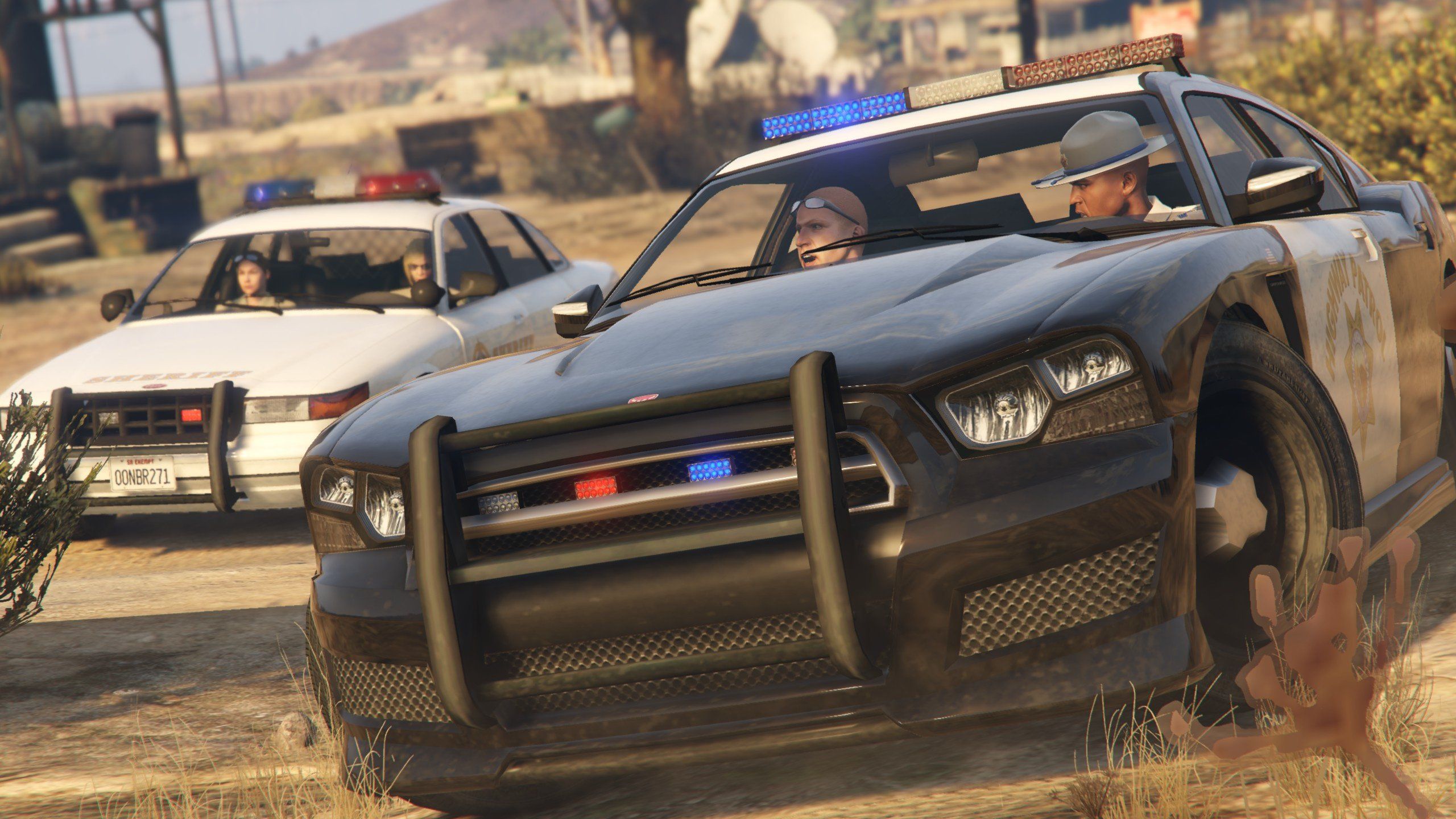 Auto polizia GTA 5 deserto, Rockstar Games, 2560x1440 2K QHD, PC