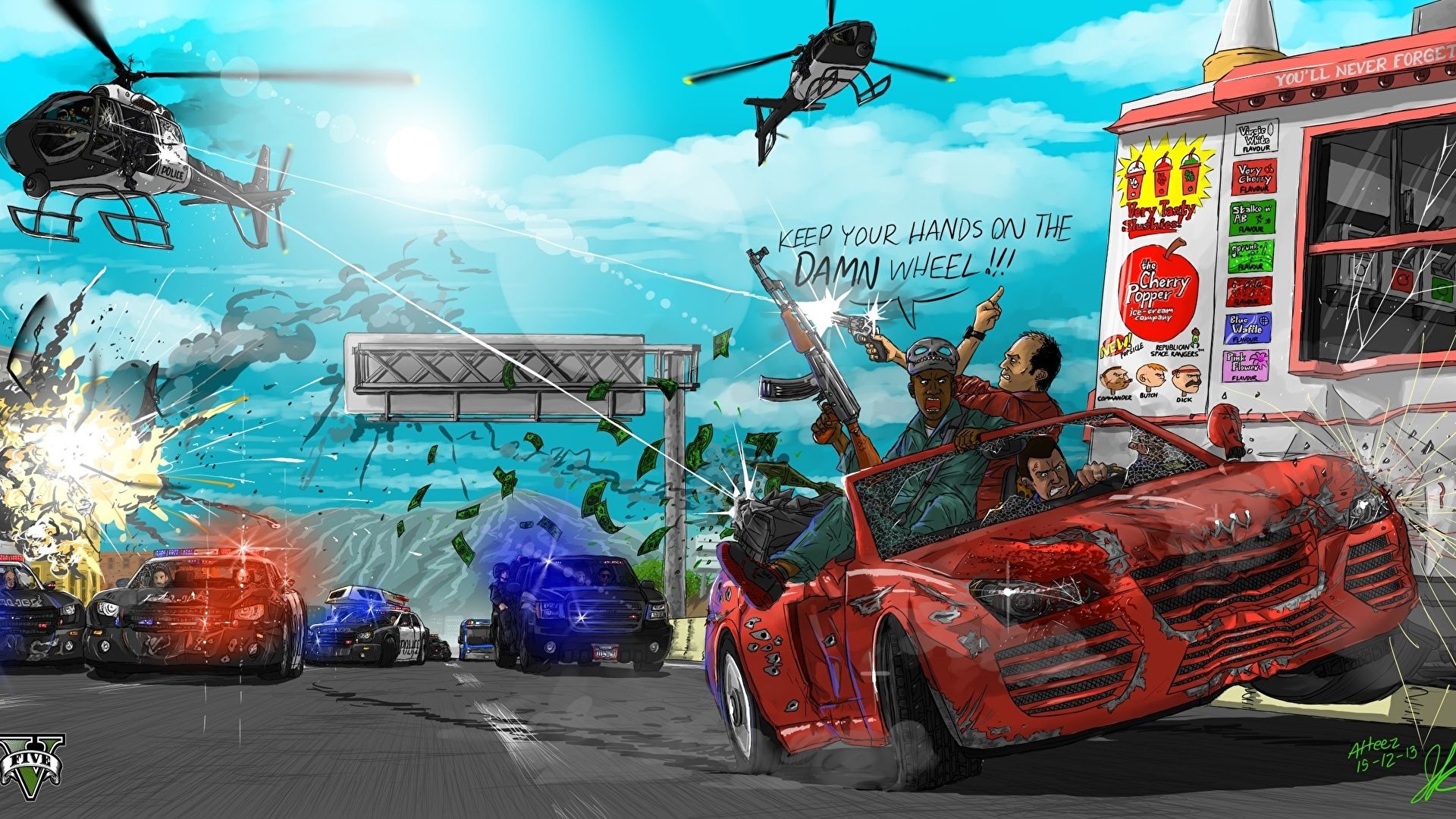 Auto polizia notturna vicolo, 2000x1333 alta risoluzione, Desktop