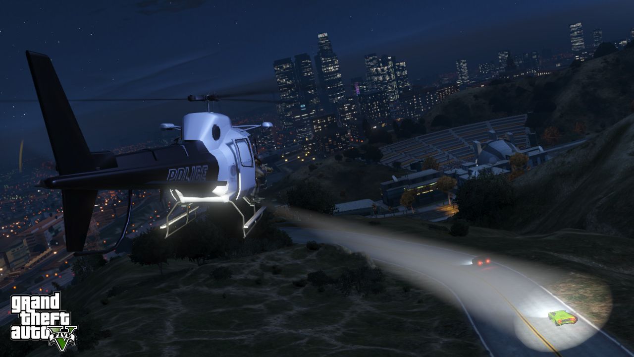 Elicottero polizia GTA 5 notte, 1280x720 HD, Desktop