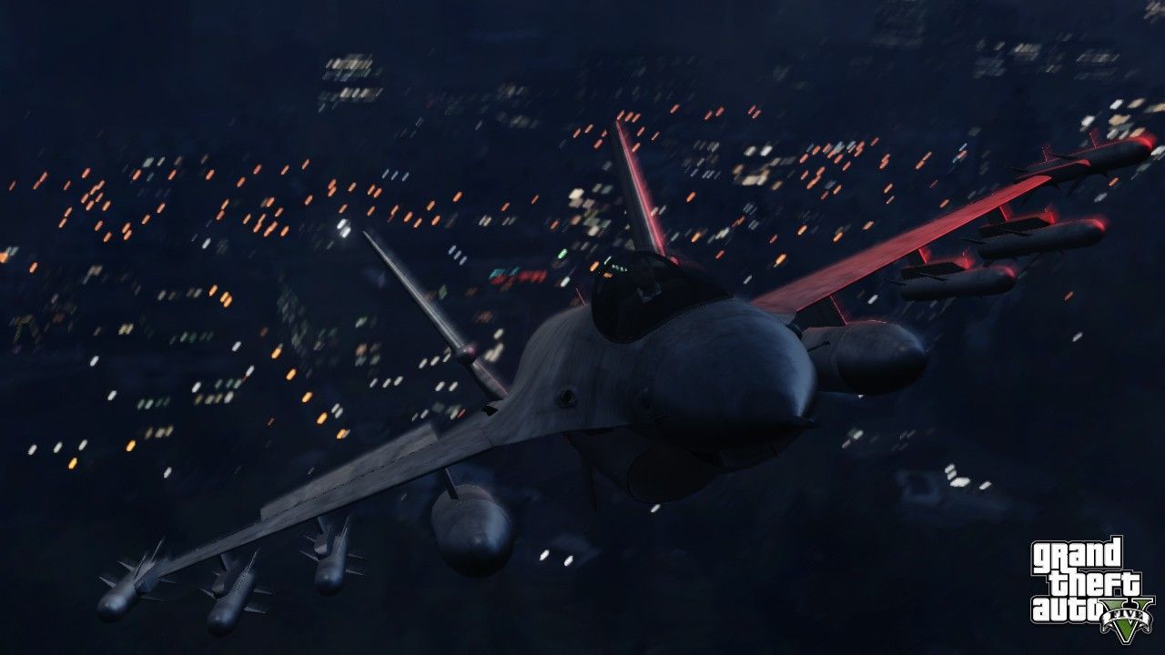 Jet militare GTA 5 notte, 1280x720 HD, Desktop