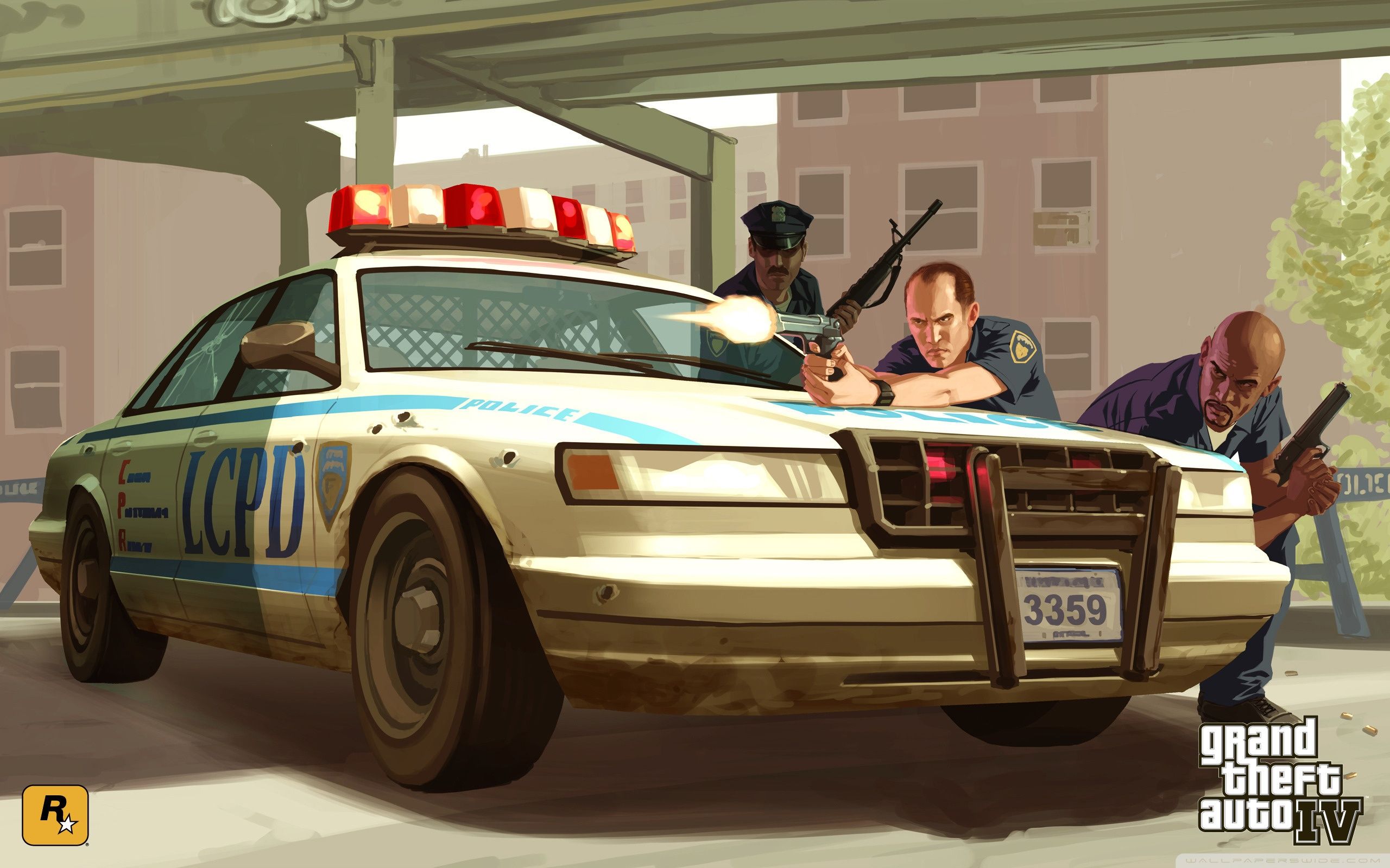 Auto polizia GTA con agenti, Grand Theft Auto, 2560x1600 2K+, Desktop