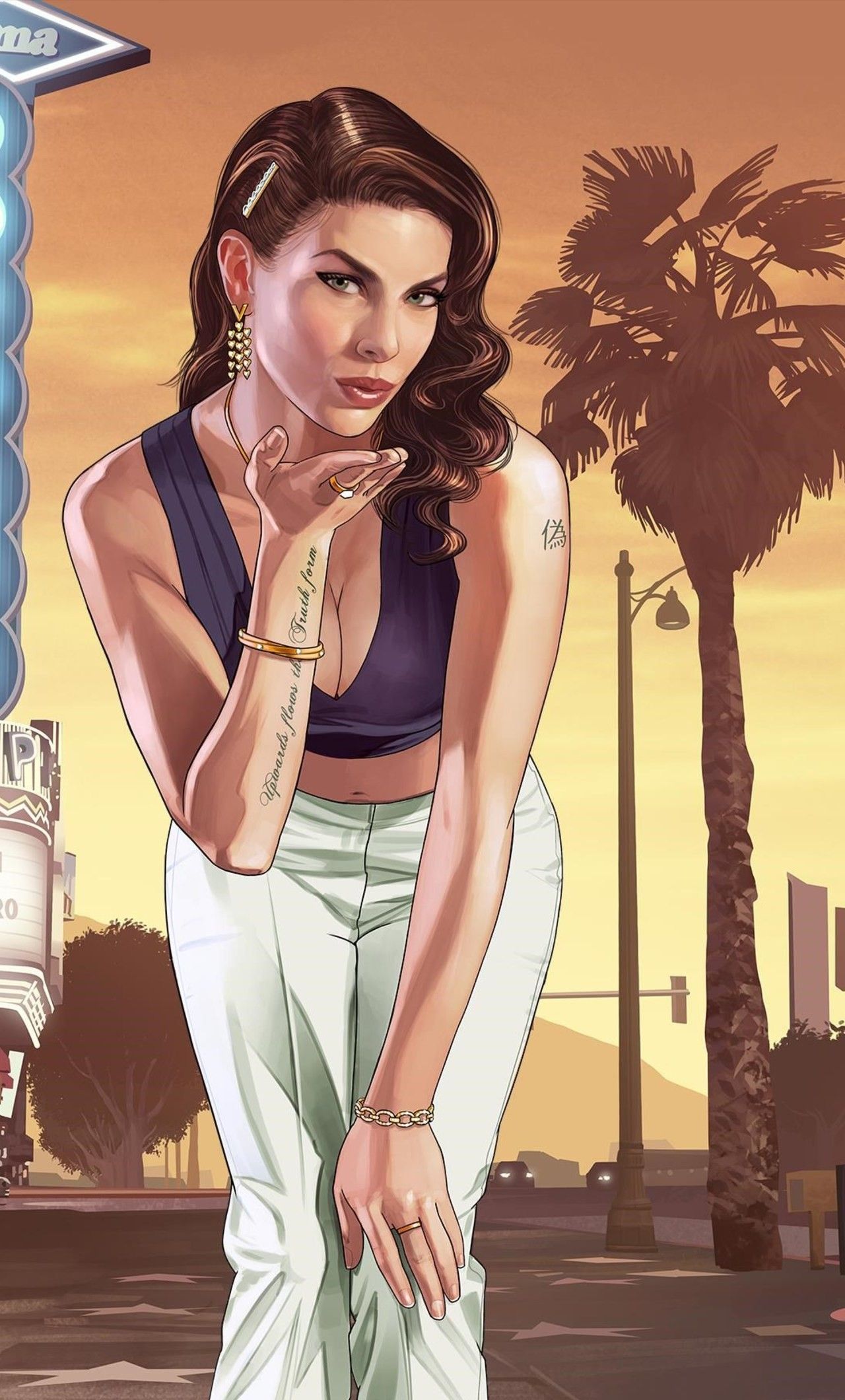 Ragazza GTA 5 stile fumetto, Grand Theft Auto, 1280x2120 Verticale, Telefono