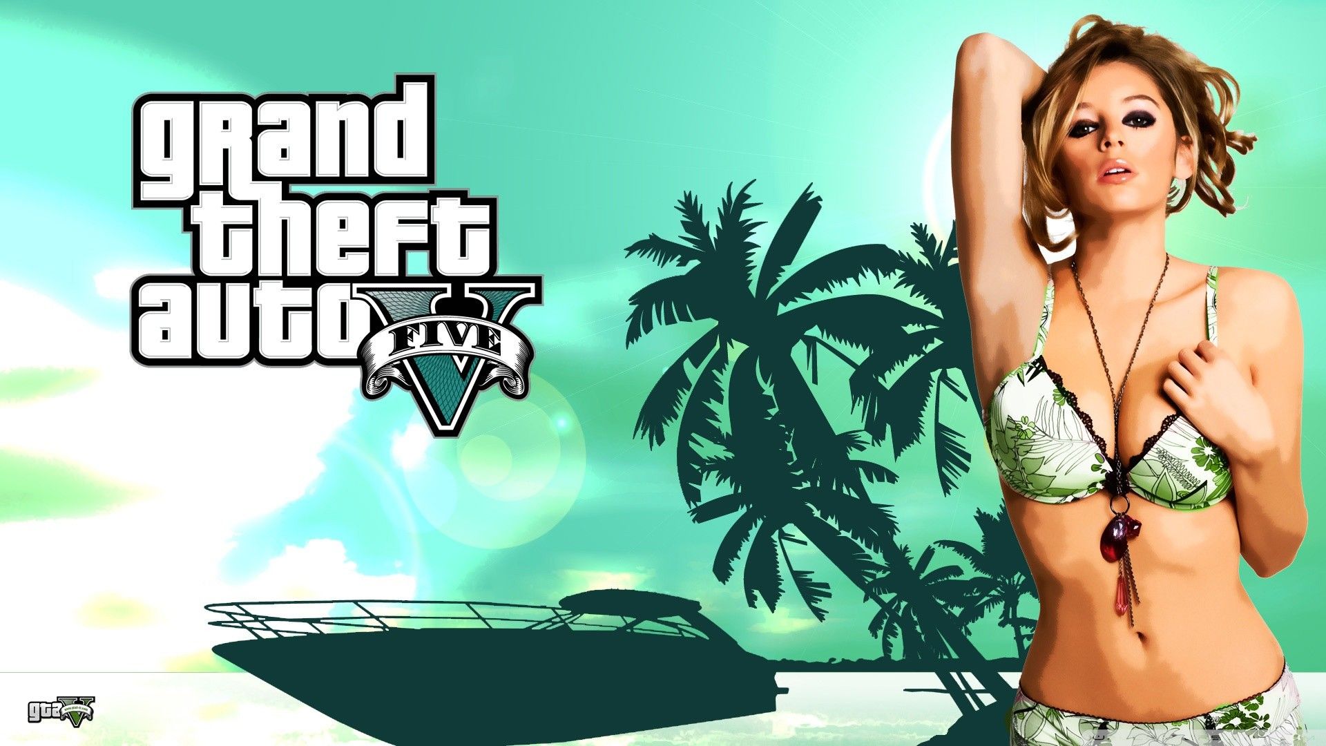 Ragazza spiaggia GTA cartoon, 1920x1080 Full HD, Desktop