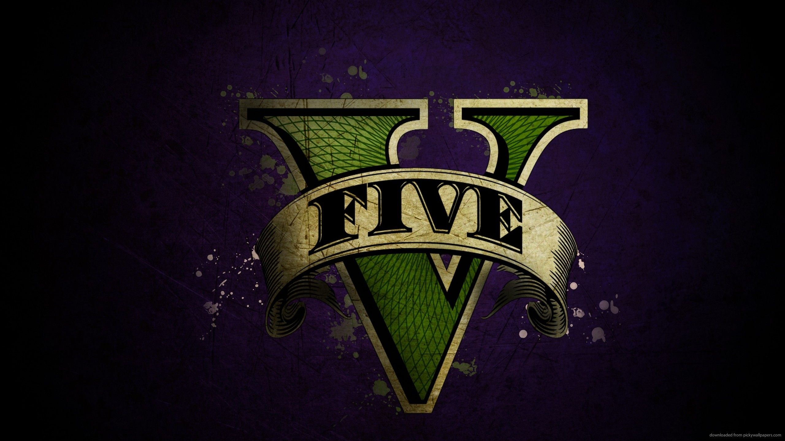 Logo GTA 5 verde oro, 2560x1440 QHD, Laptop
