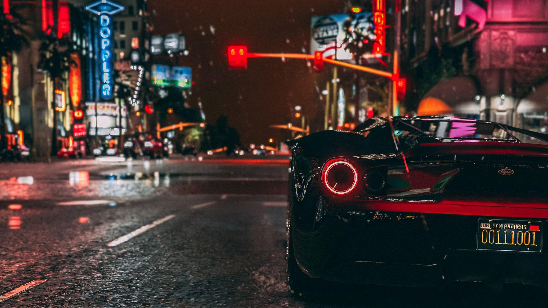 Auto sportiva strada notturna, 1920x1080 Full HD, Laptop