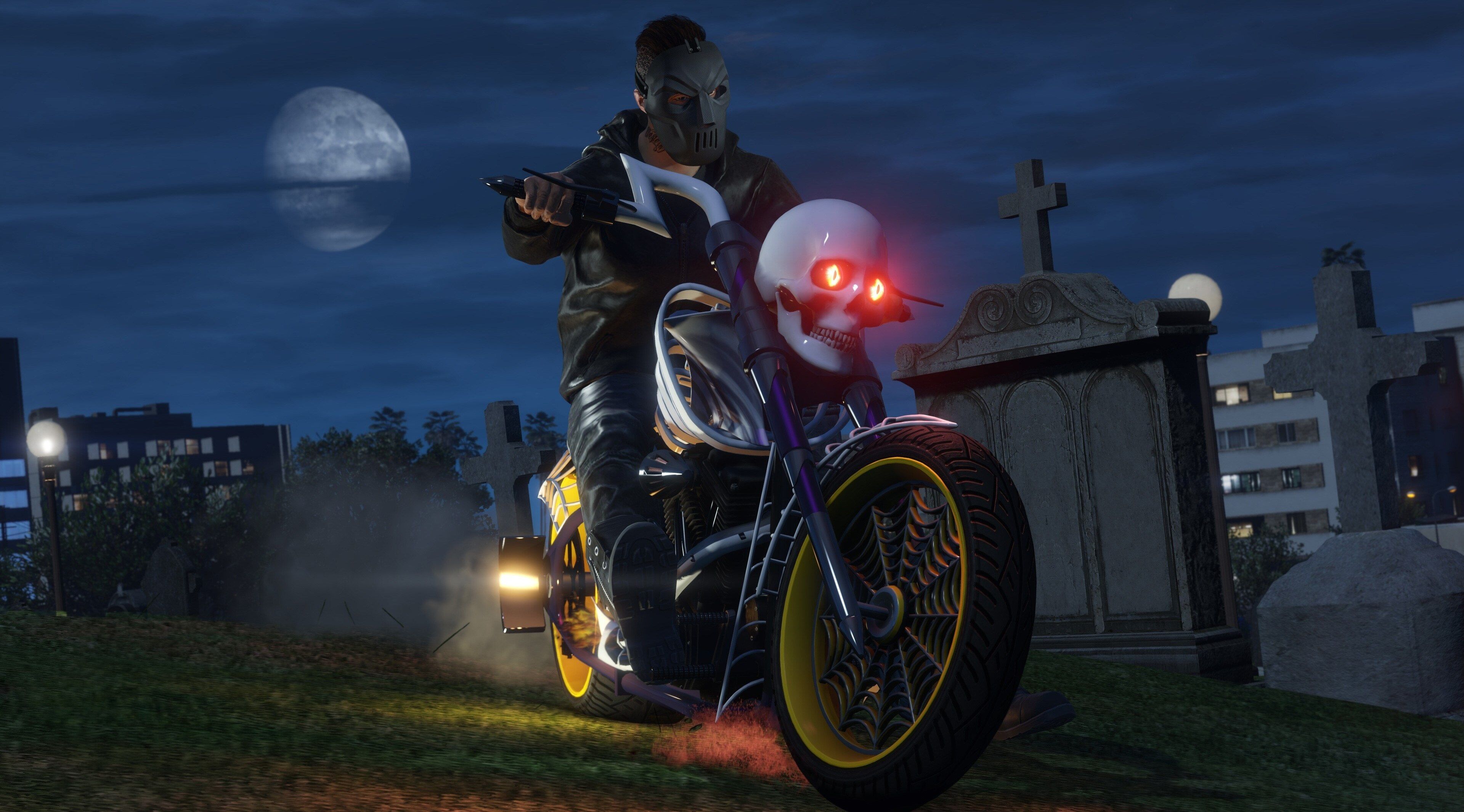 GTA 5 Halloween moto teschio, 3840x2130 4K, Desktop 4K
