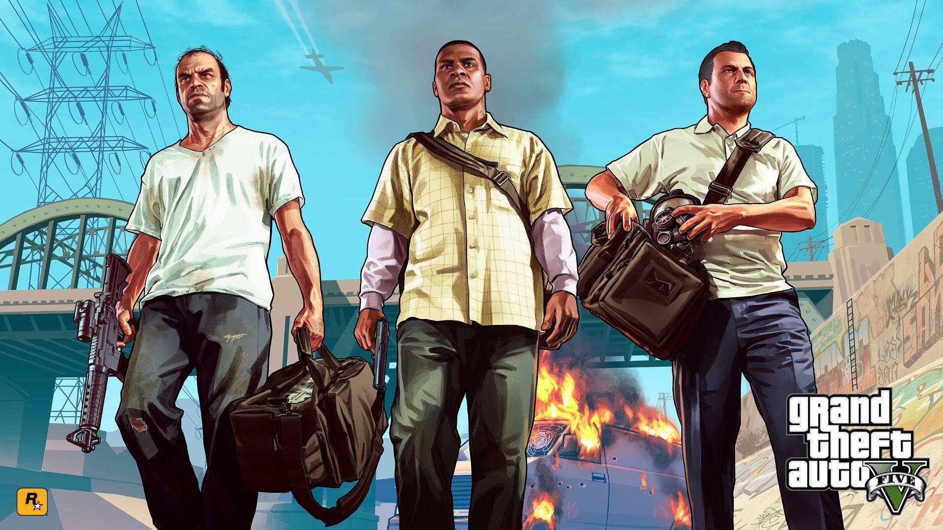 Personaggi GTA 5 con armi, 1920x1080 Full HD 1080p, Laptop