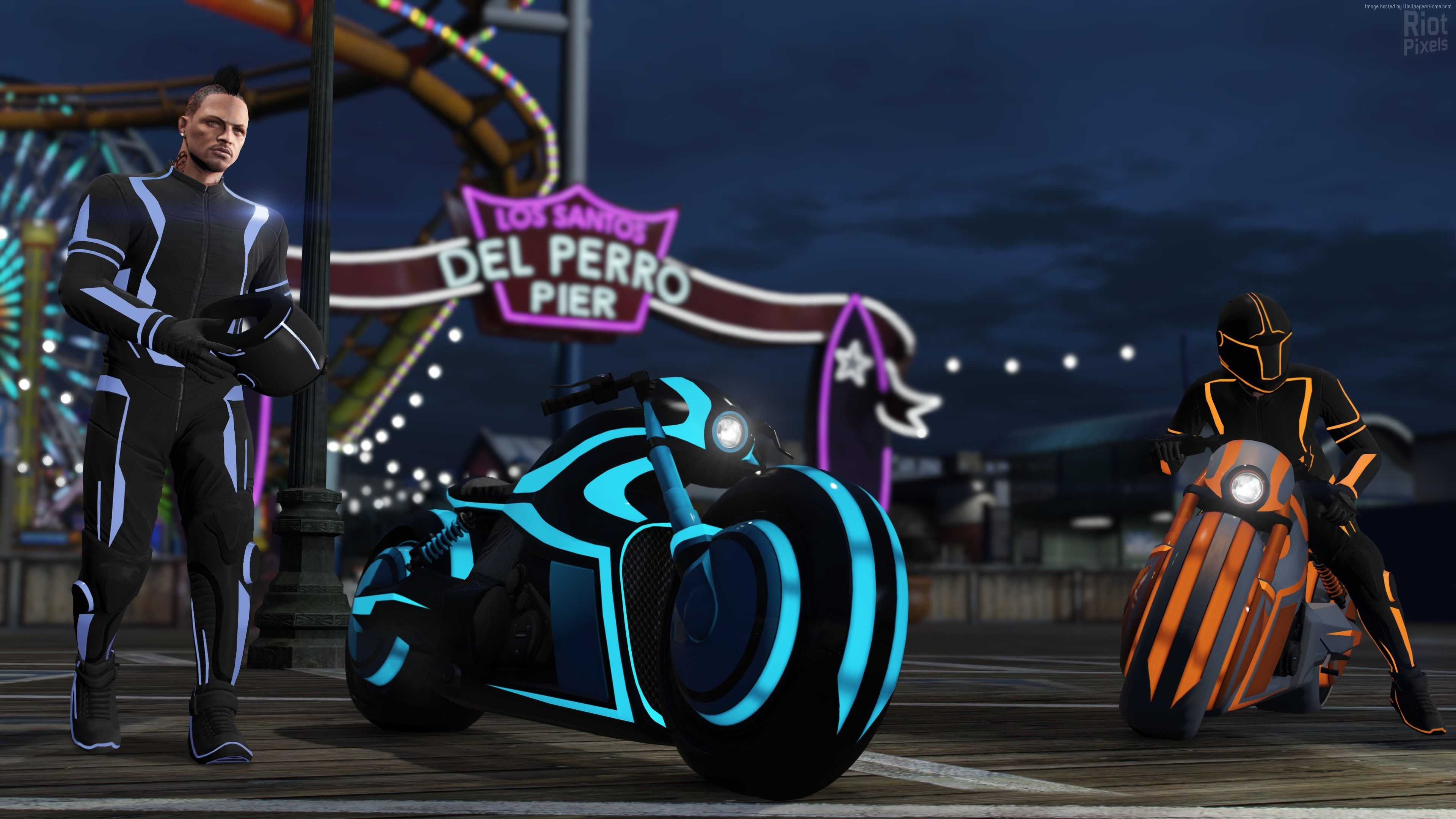 GTA 5 moto Tron neon, 3840x2160 Ultra HD, Monitor 4K