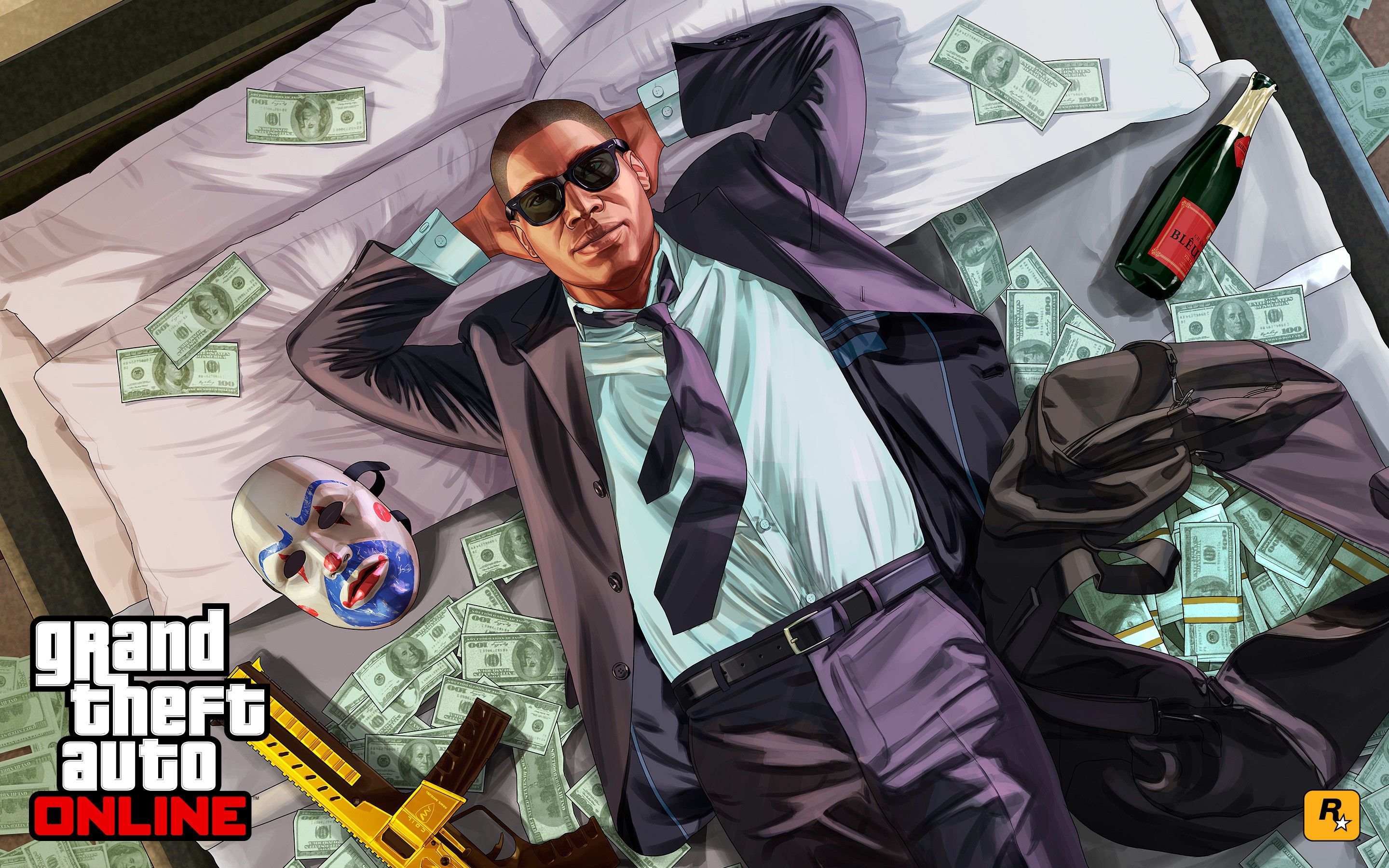 Personaggio GTA 5 con soldi, 2880x1800 WQXGA, Desktop
