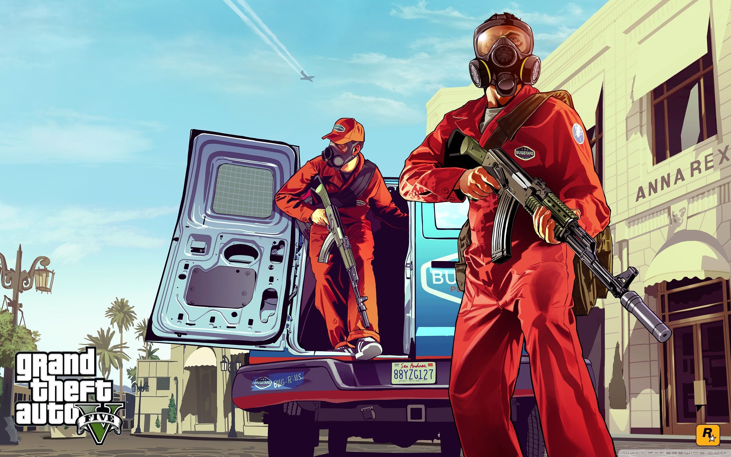 GTA 5 personaggi mascherati rapina, Rockstar Games, 2560x1600 WQXGA, PC