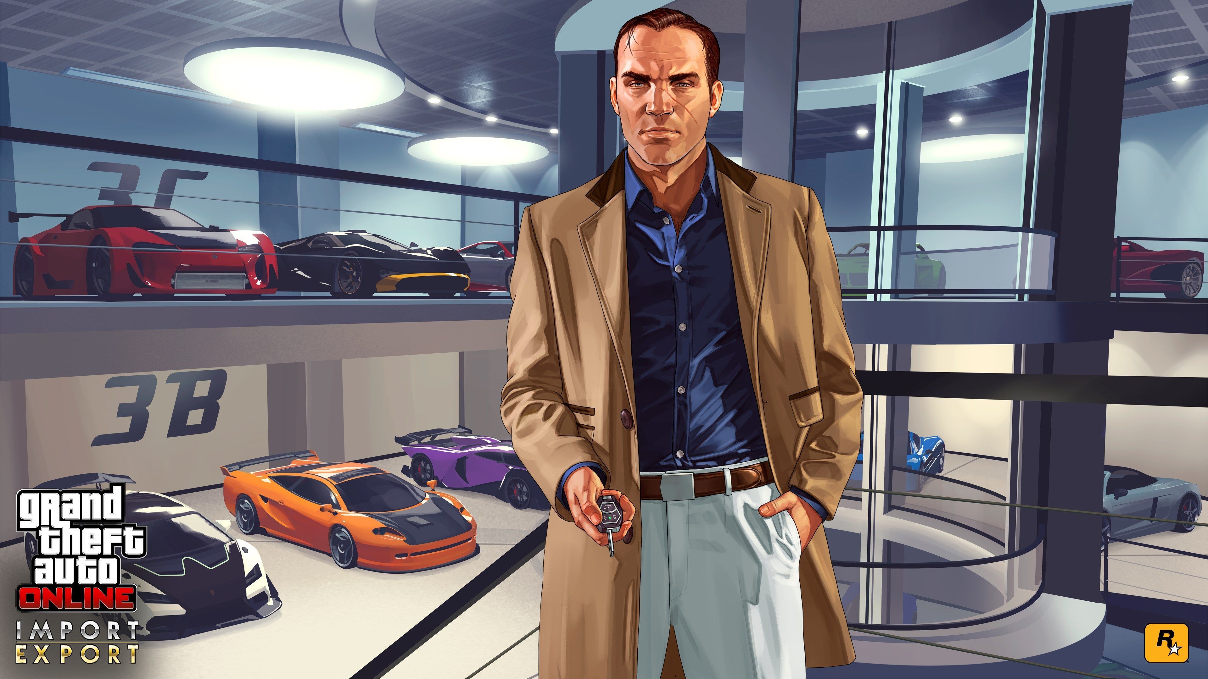 GTA 5 personaggio garage auto, 3840x2160 UHD, Monitor 4K