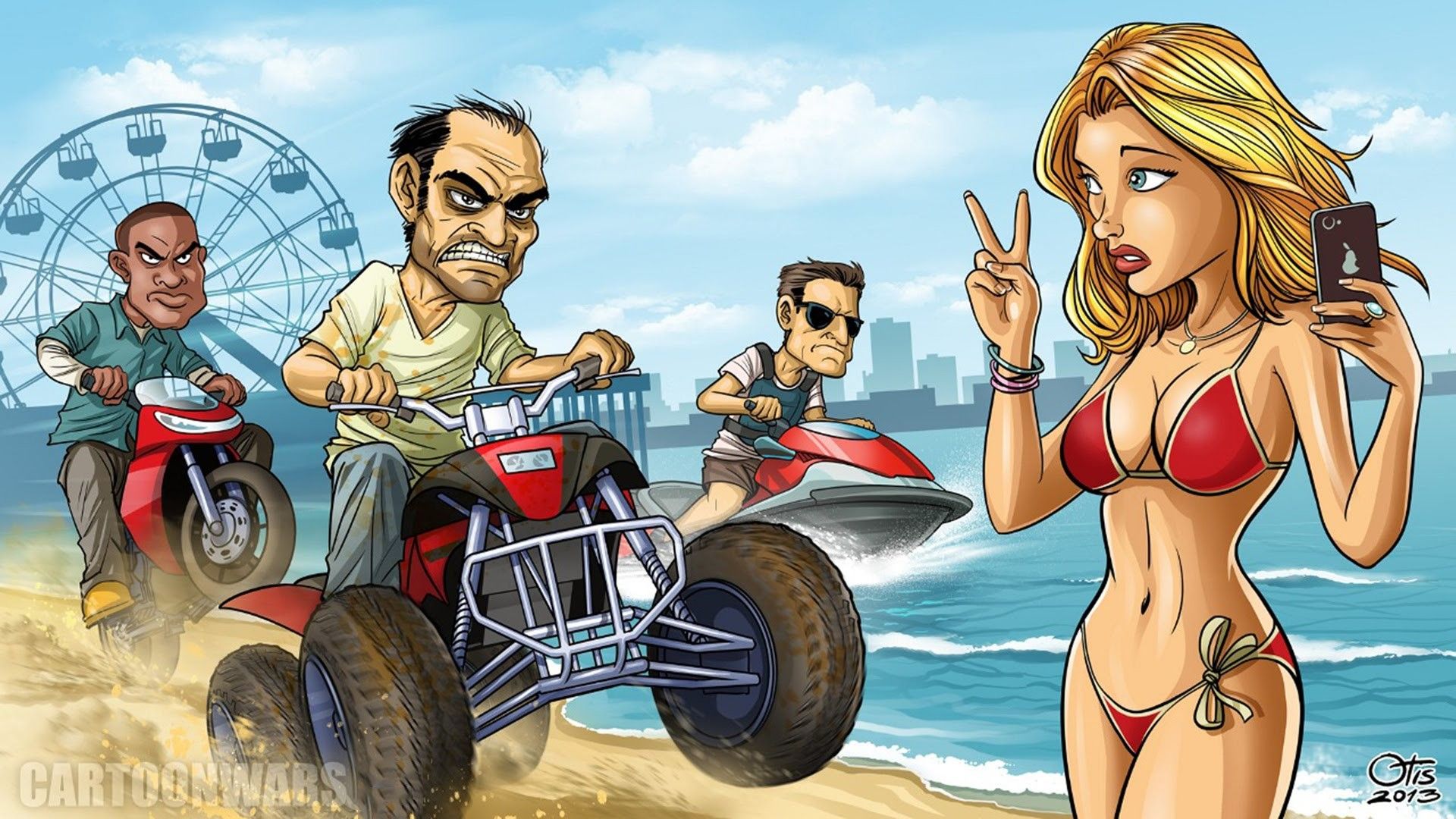Personaggi GTA 5 spiaggia, 1920x1080 1080p, PC