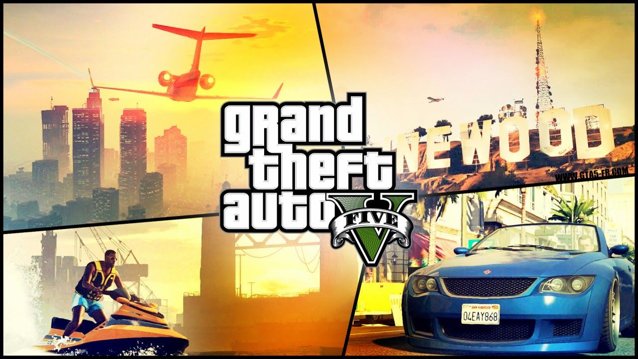 GTA 5 collage personaggi città, 1280x720 720p, Laptop