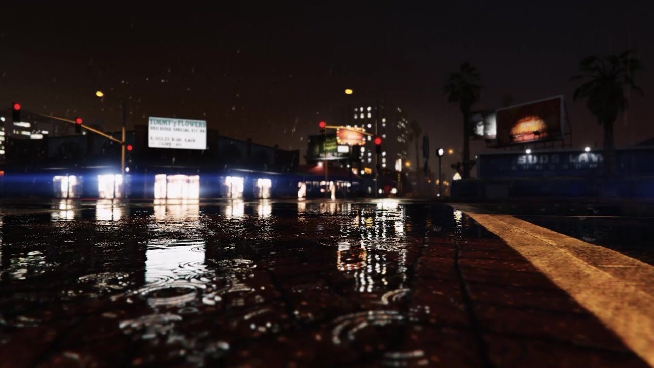 Strada notturna GTA 5 pioggia, 1280x720 HD, Desktop