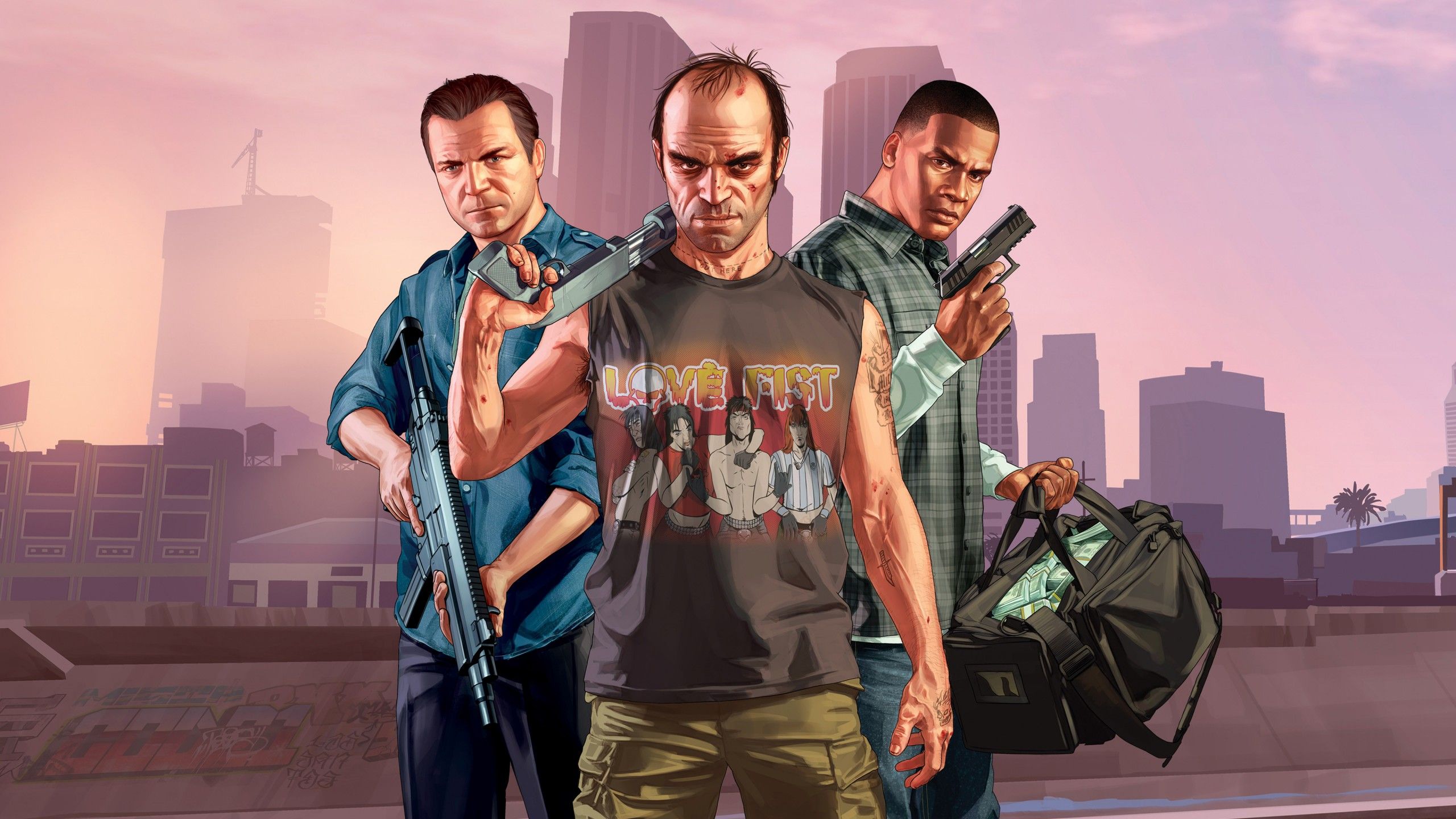 GTA 5 protagonisti armati, 2560x1440 2K, Desktop